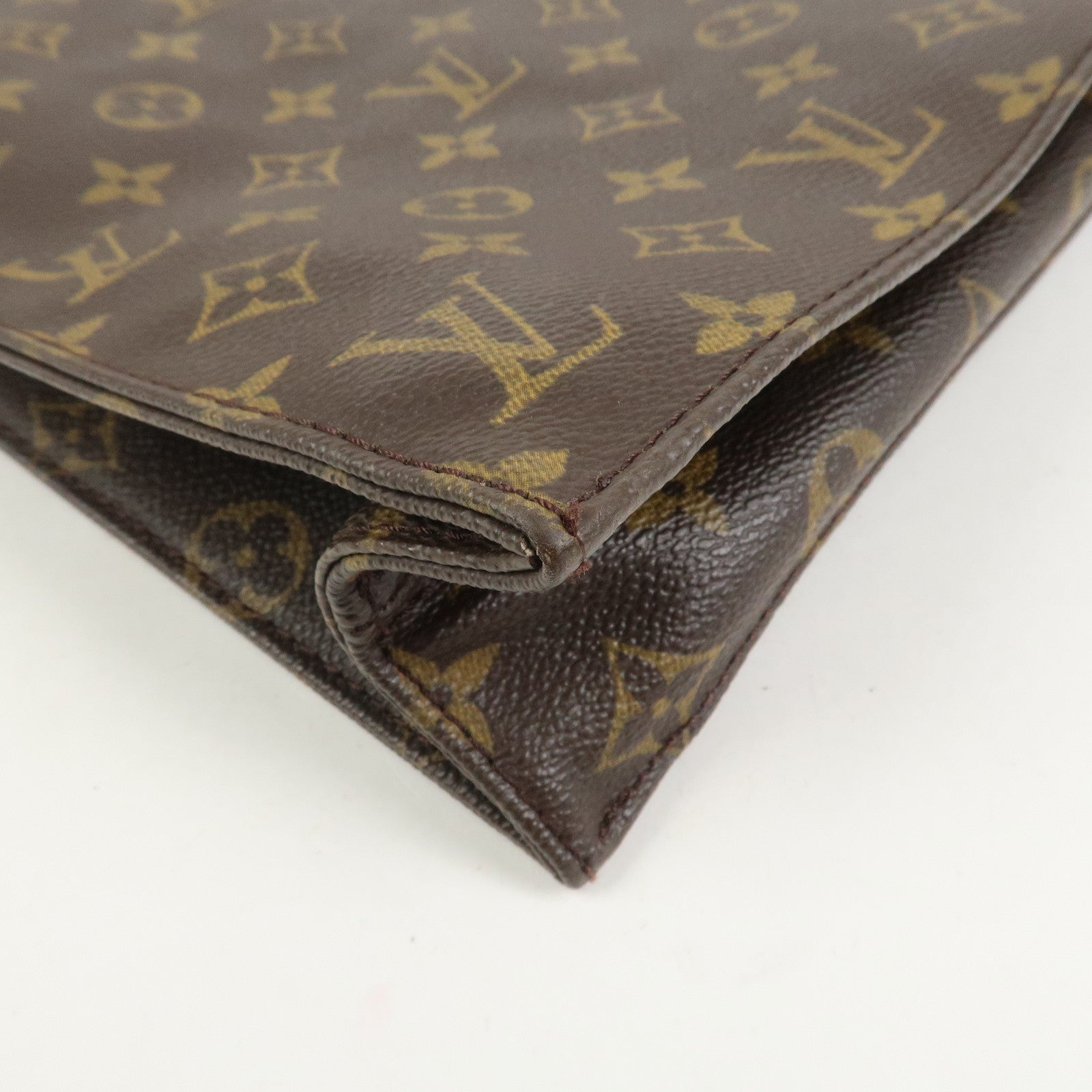 Louis Vuitton Monogram Sac Plat Tote Bag Hand Bag Brown M51140