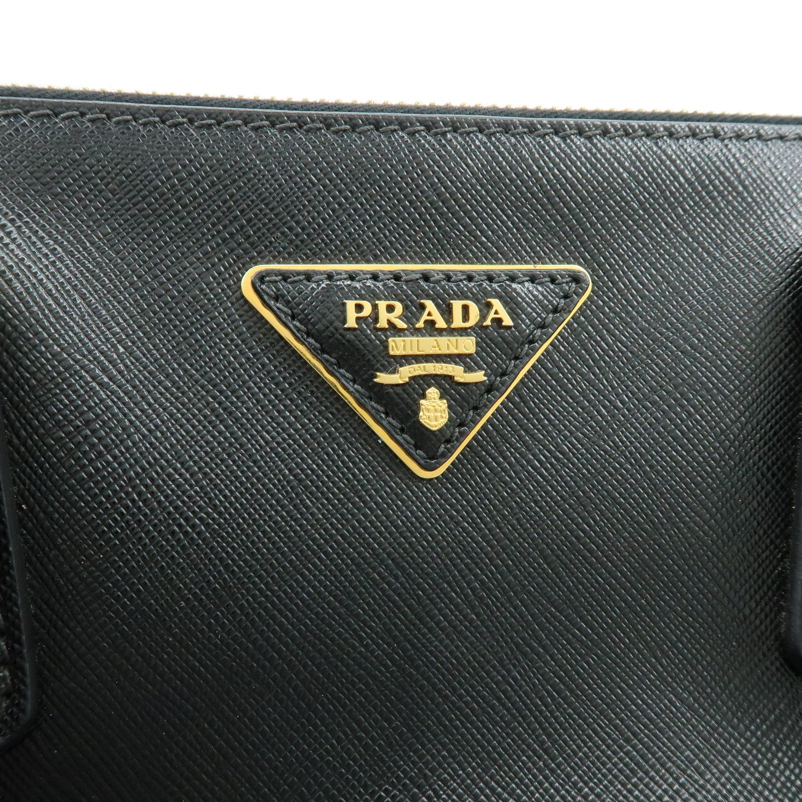 PRADA Saffiano Leather 2Way Bag Hand Bag Shoulder Bag Black 1BA801