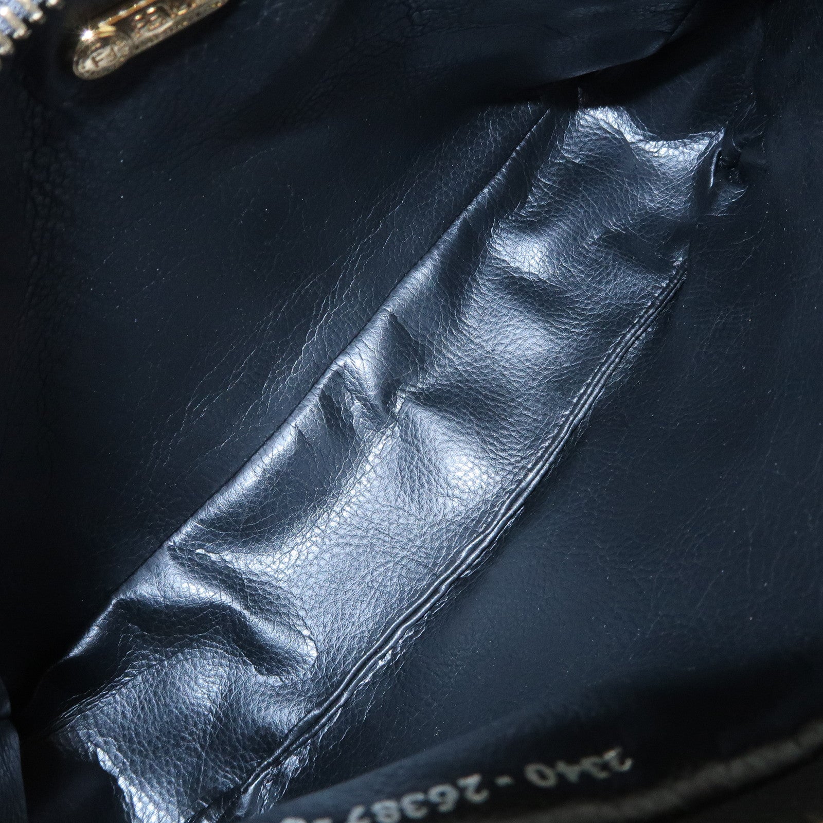 FENDI Suede Cosmetic Pouch Black Gold Hardware 26387 Used