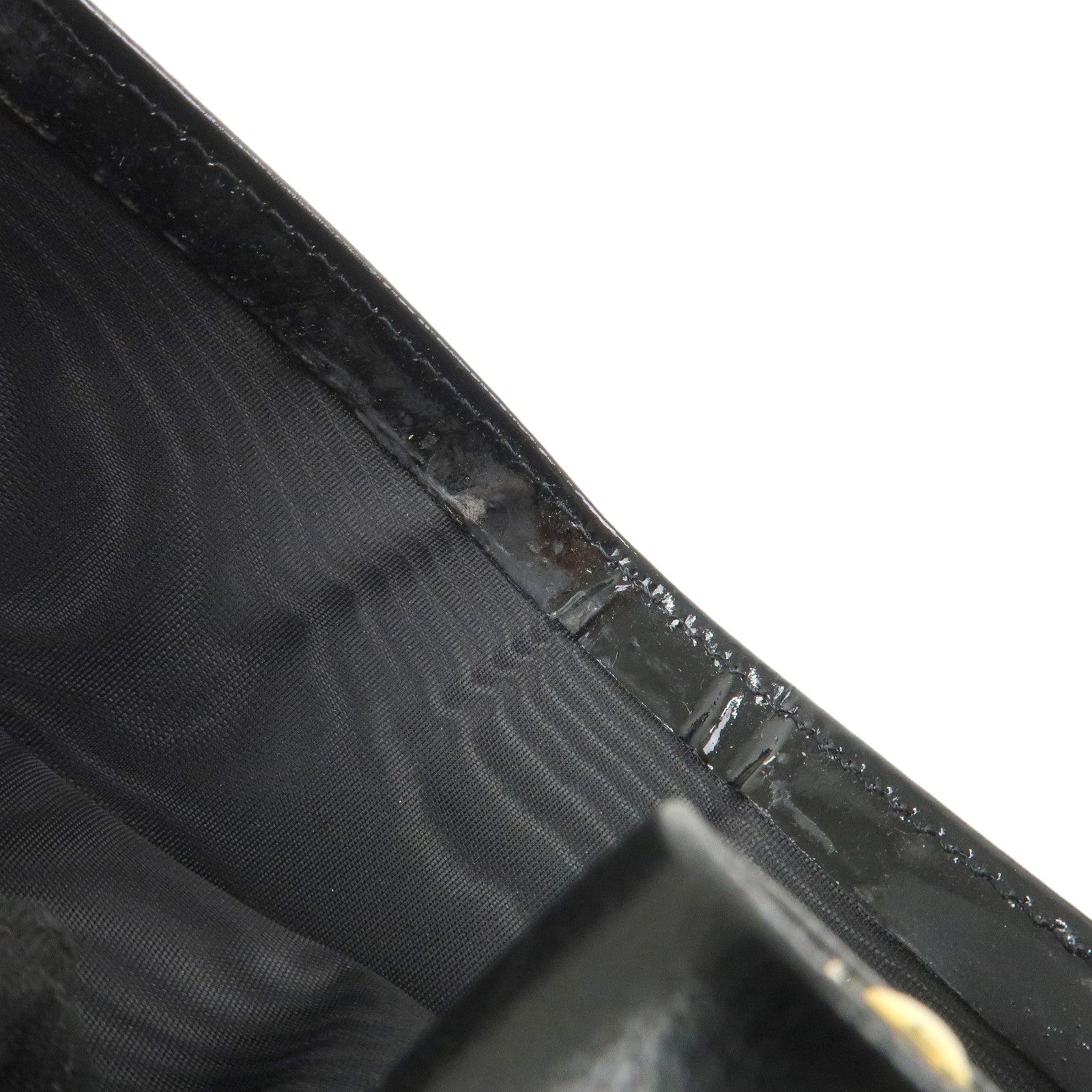 CHANEL COCO Mark Patent Leather Bi-fold Small Wallet Black A13497