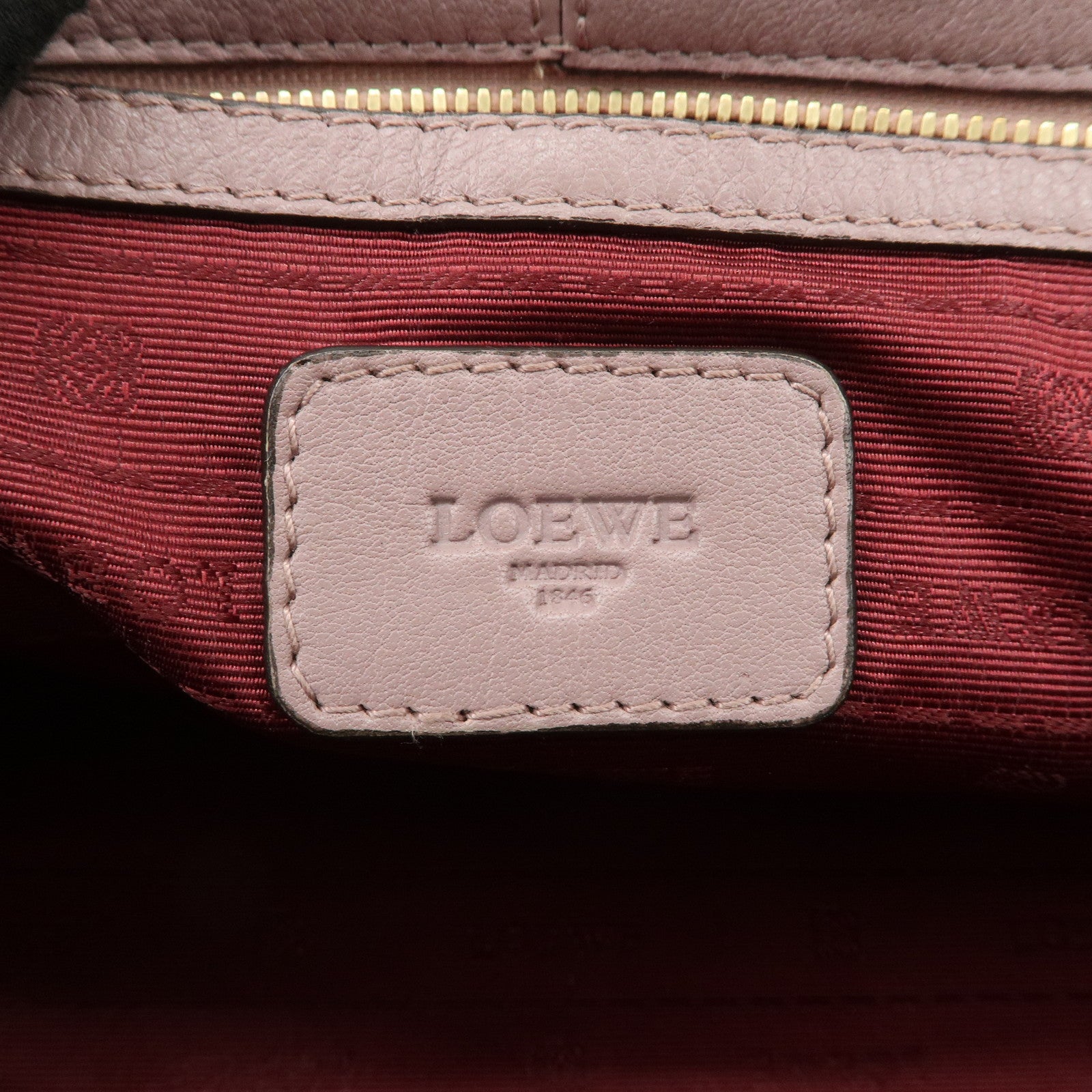 LOEWE Heritage Leather Mini Boston Bag Hand Bag Lavender Used