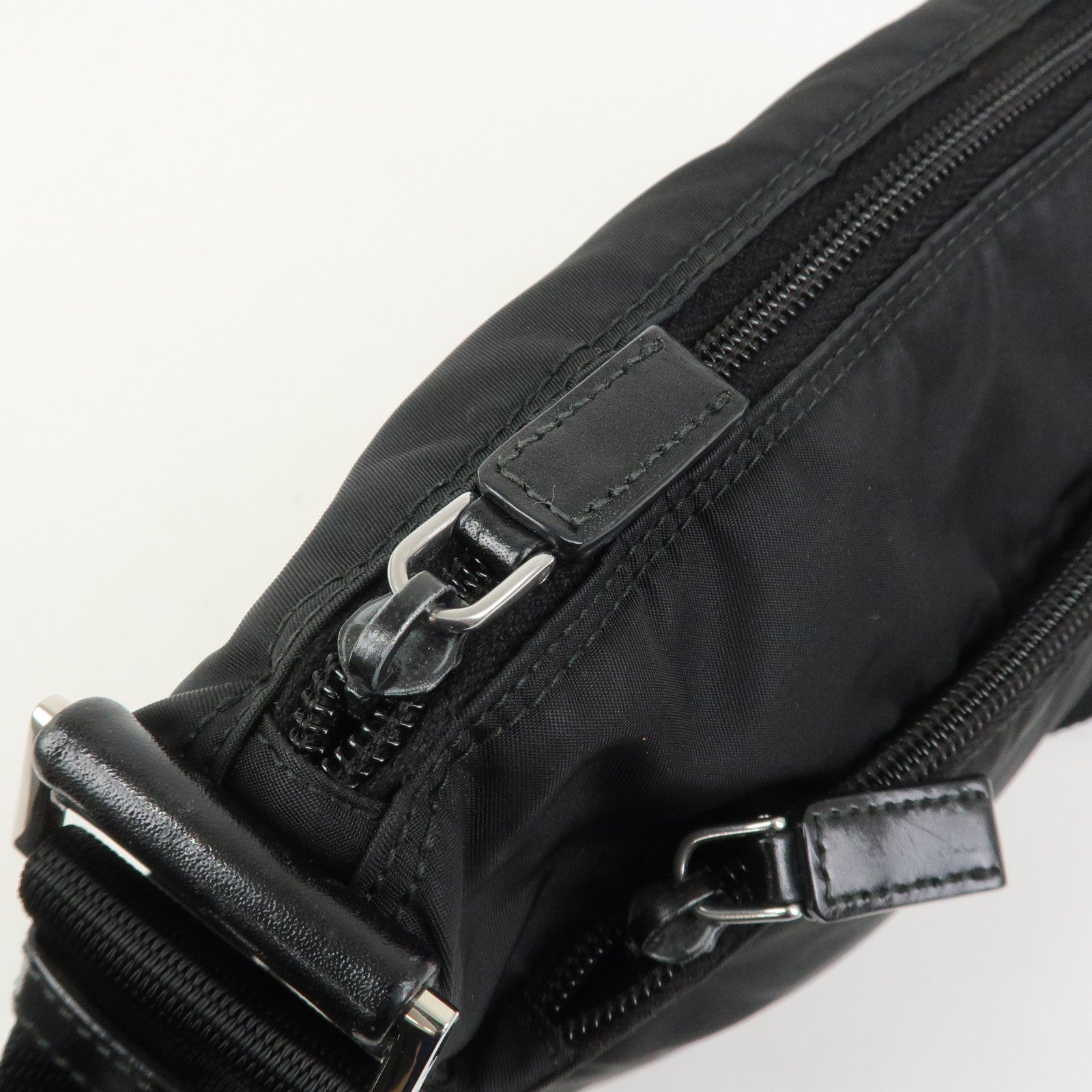PRADA Triangle Logo Nylon Shoulder Bag Crossbody Bag Black 1BC421