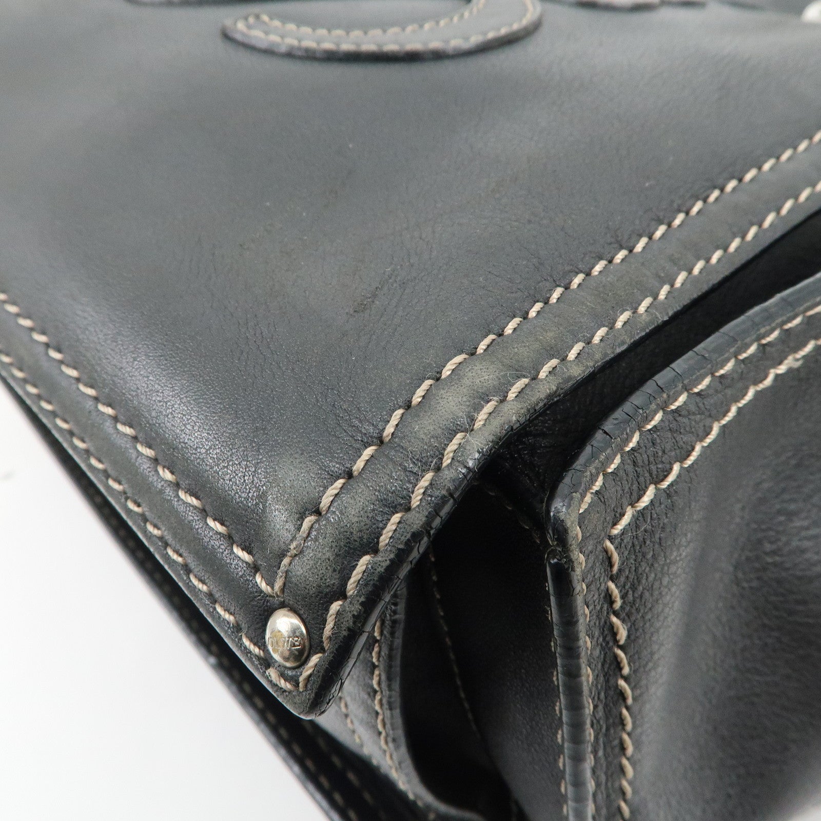 LOEWE Anagram Calf Leather Tote Bag Shoulder Bag Black