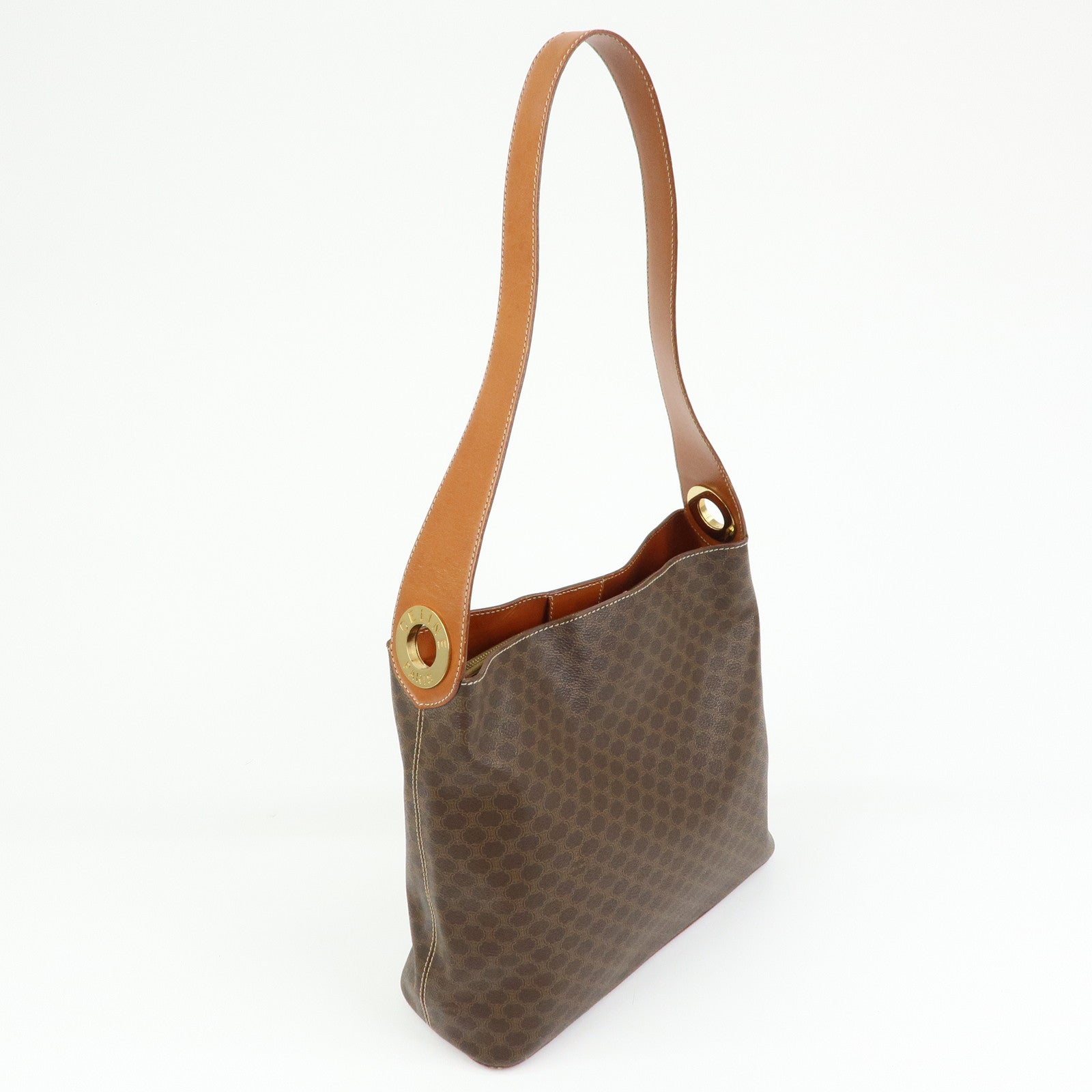 CELINE Macadam PVC Leather Shoulder Bag Hand Bag Brown