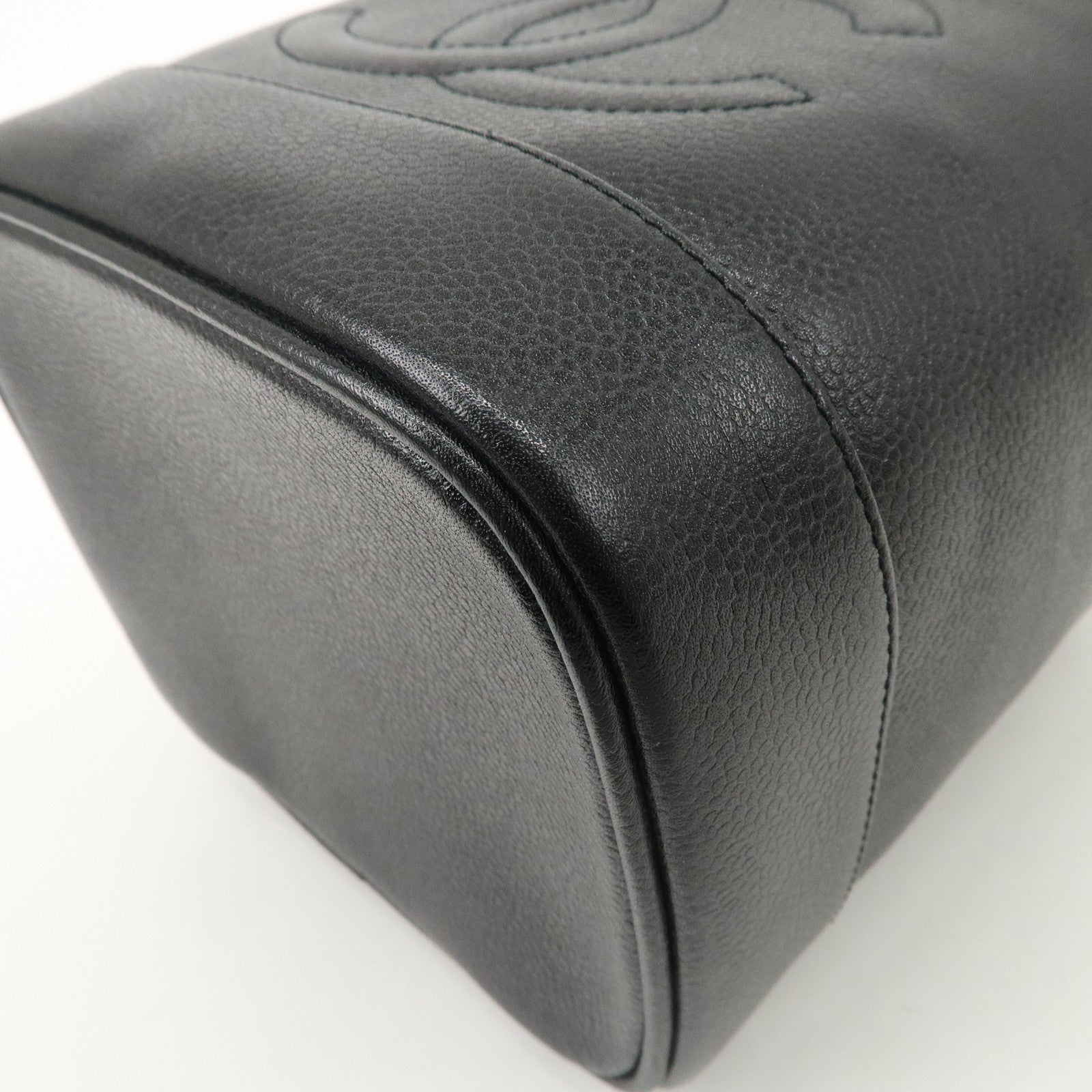 CHANEL COCO Mark Caviarskin Vanity Bag Hand Bag Cosmetic Bag Black A01998