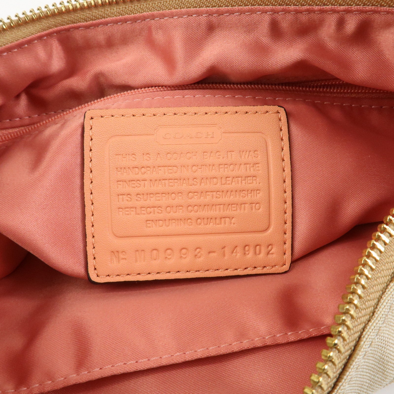 COACH Signature Canvas Leather Shoulder Crossbody Bag Beige Pink