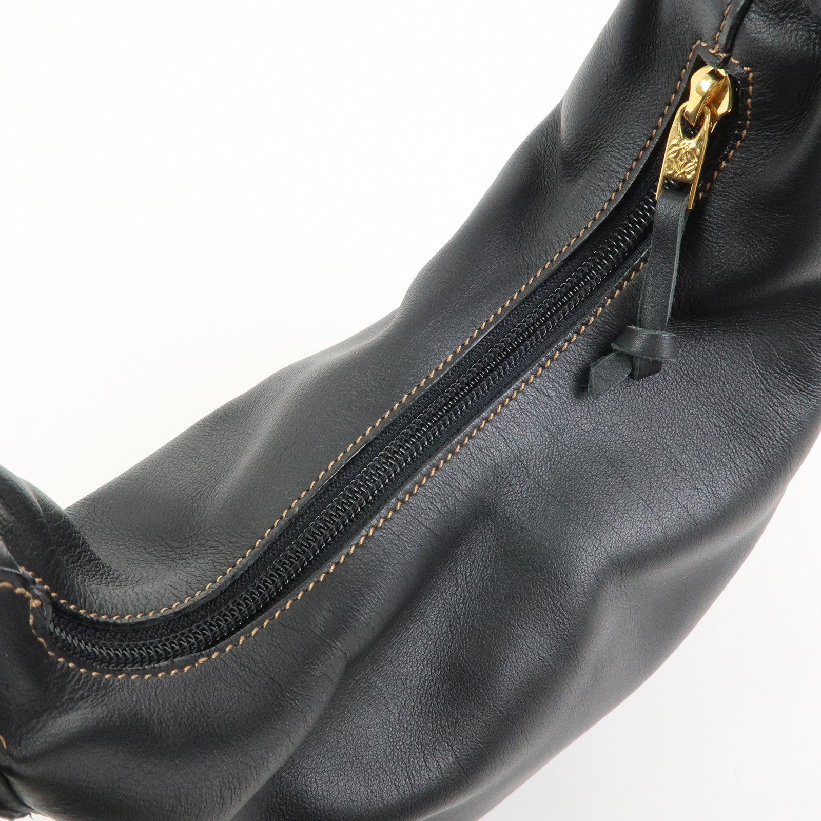 LOEWE Logo Leather Shoulder Bag Hand Bag Crossbody Bag Black