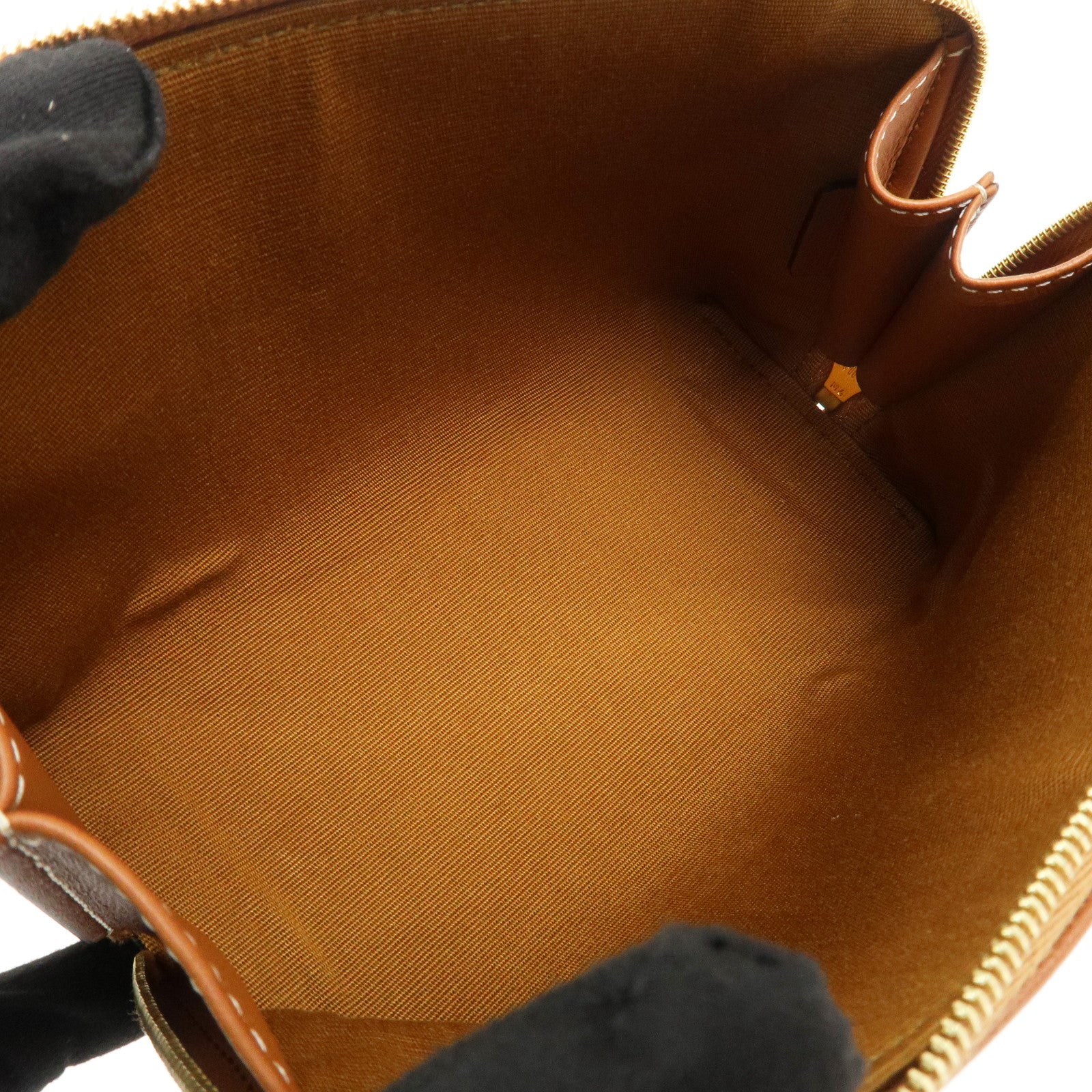 CELINE Triomphe Canvas Lamb Skin Chain Shoulder Bag Tan