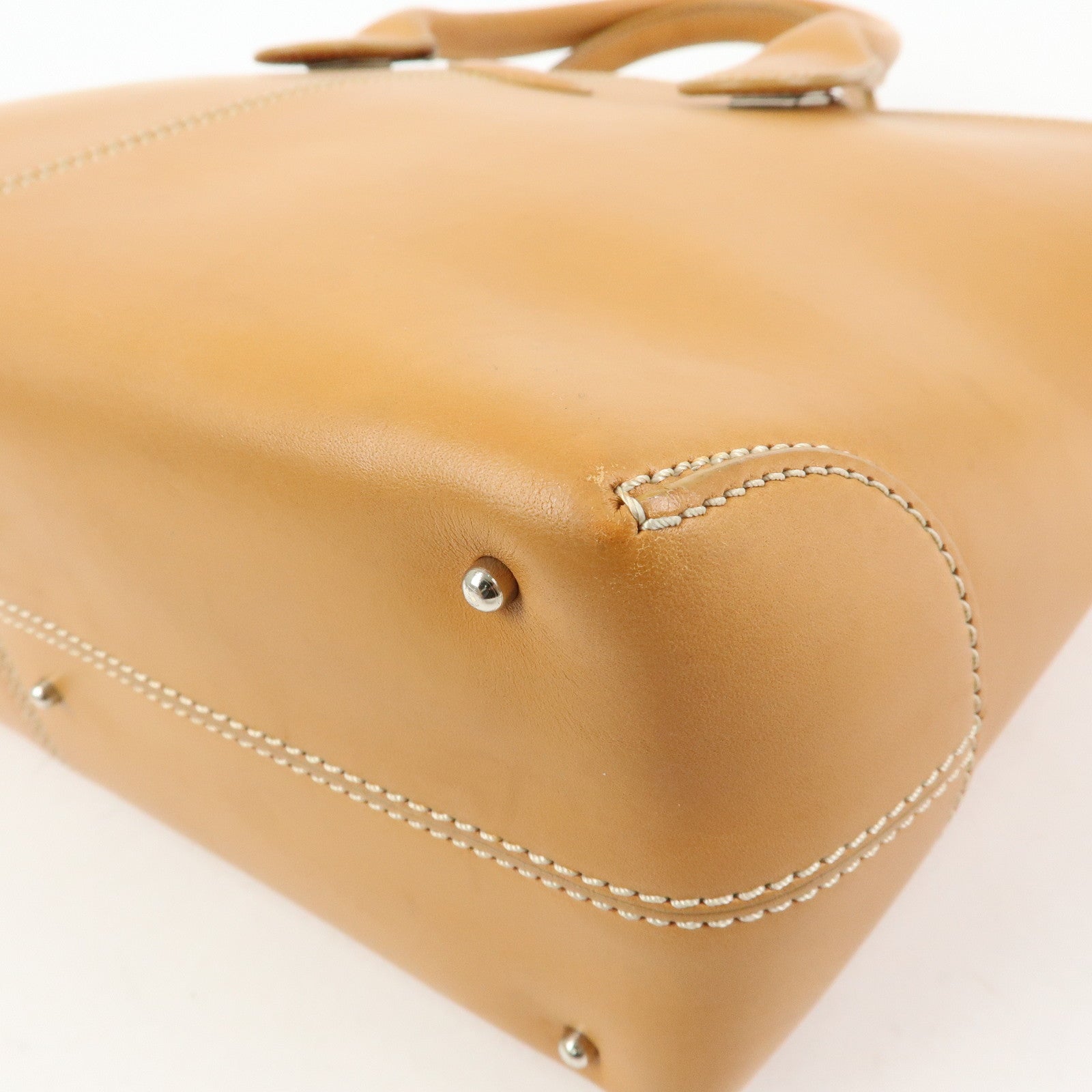 TOD'S Logo Leather 2Way Bag Tote Bag Shoulder Bag Camel