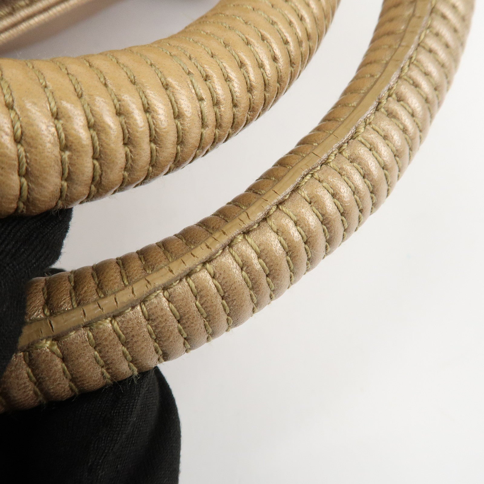 LOEWE Anagram Nappa Aire Leather Hand Bag Tote Bag Gold Used