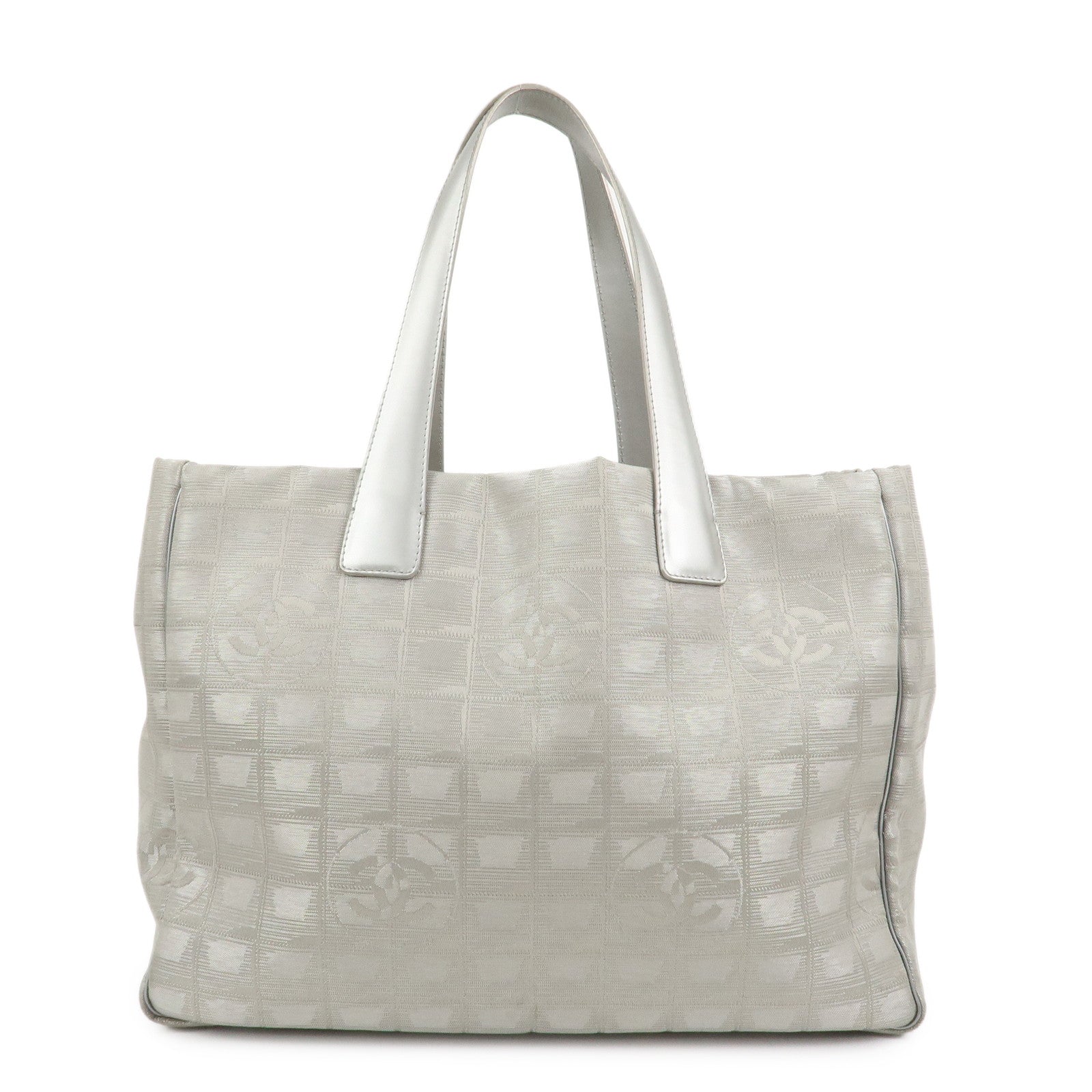 CHANEL New Travel Line Nylon Jacquard Leather Tote Bag MM A15991