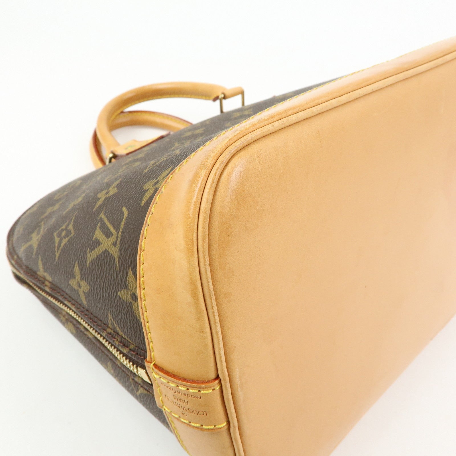 Louis Vuitton Monogram Canvas Leather Alma Hand Bag Brown M51130