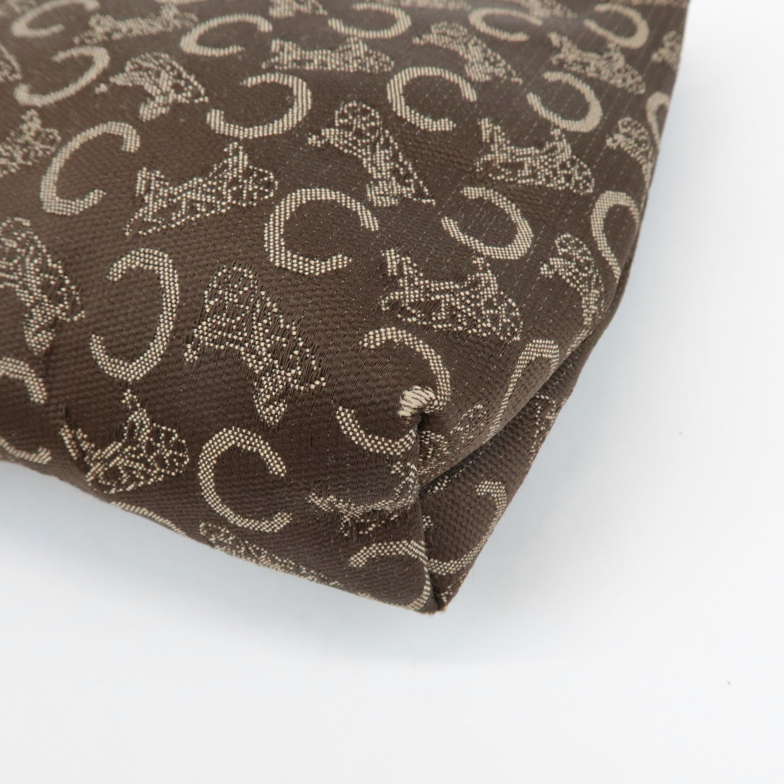 CELINE C Macadam Canvas Leather Pouch Brown
