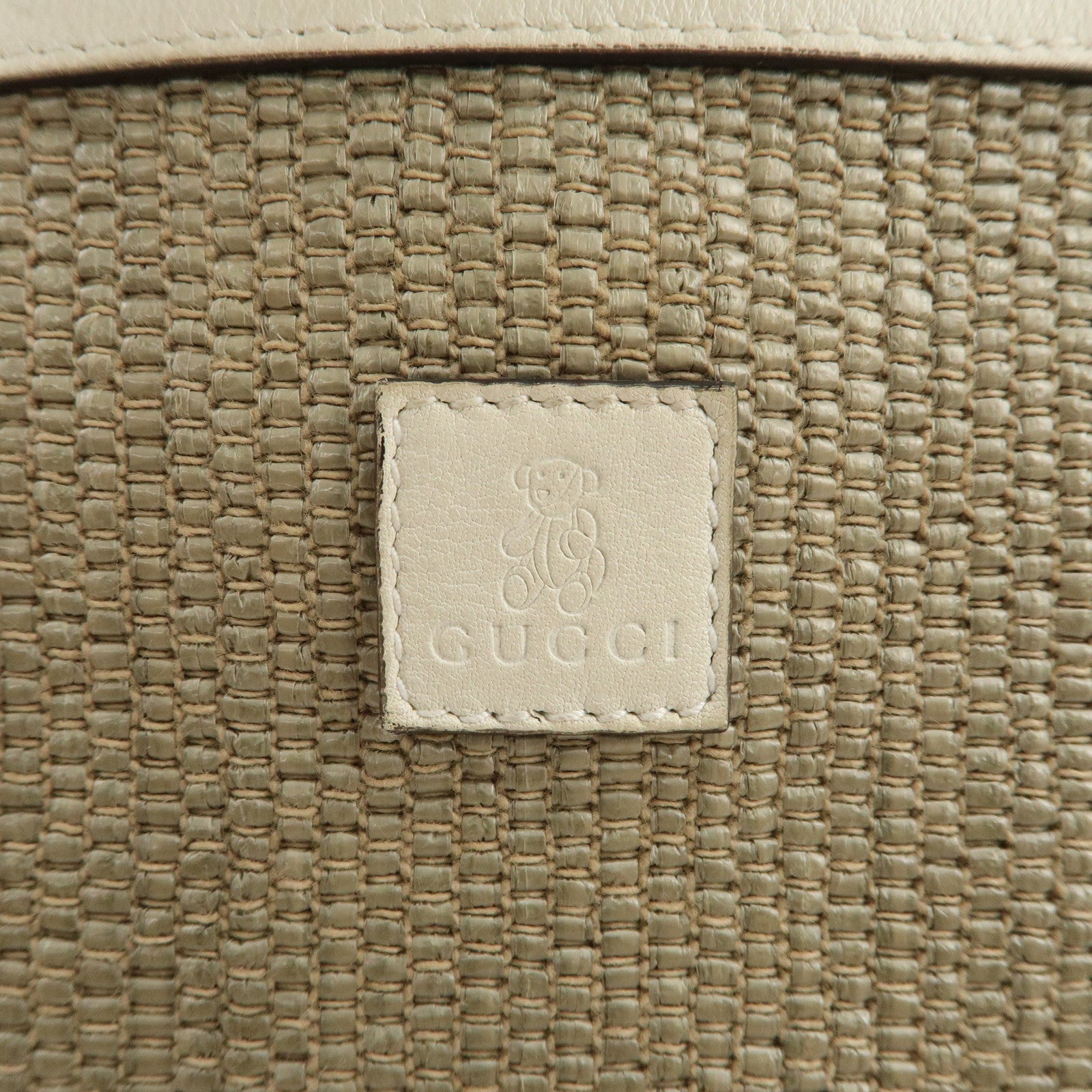 GUCCI Childrens Bamboo Raffia Leather Hand Bag Mini Tote Bag 311175
