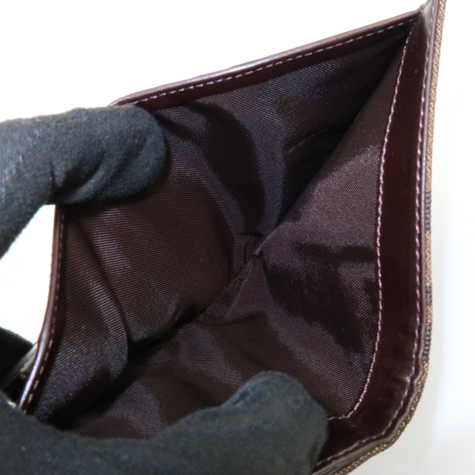 FENDI Zucca Canvas Leather Bi-fold Compact Wallet Brown 8M0033