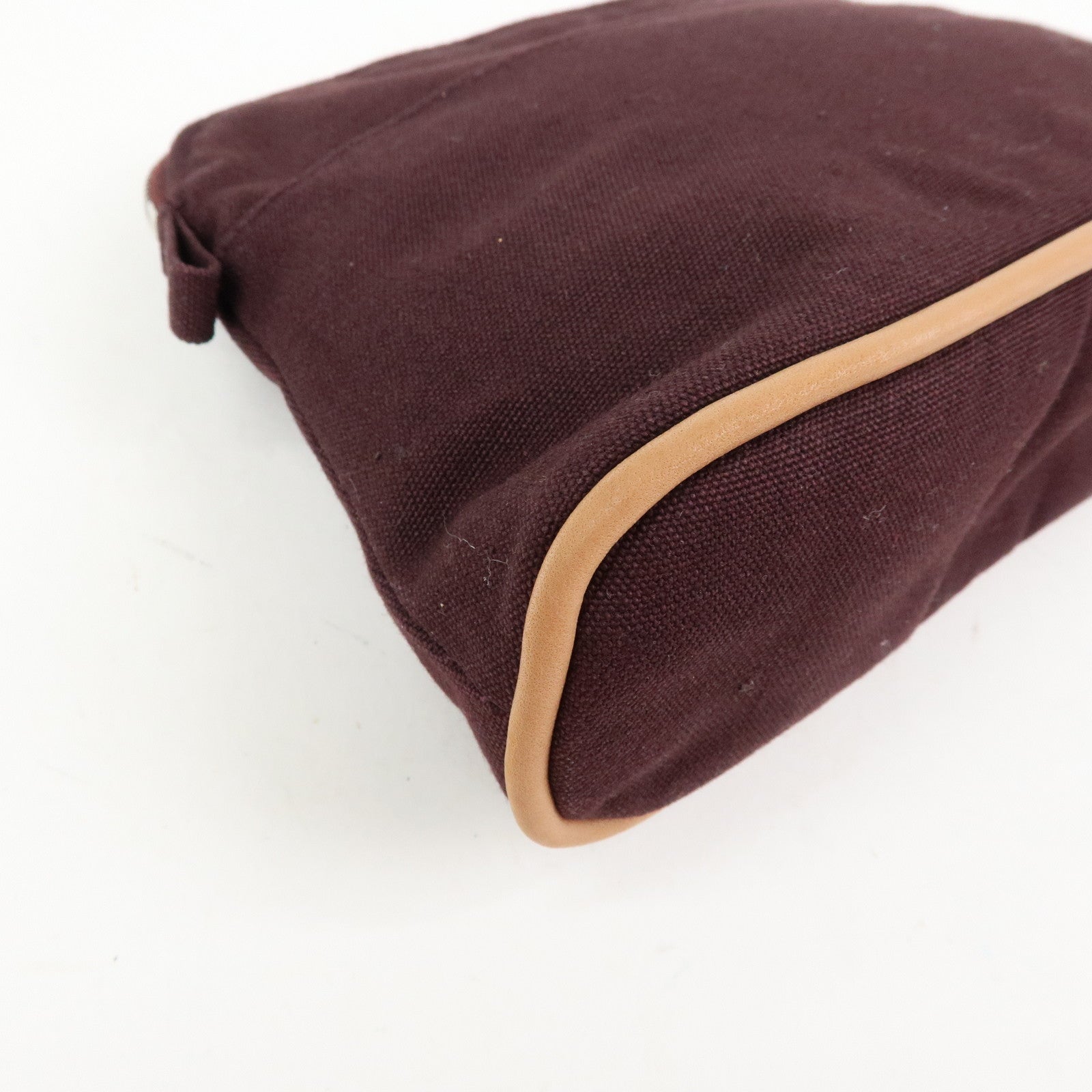 HERMES Cotton Leather Bolide Pouch Mini Bordeaux