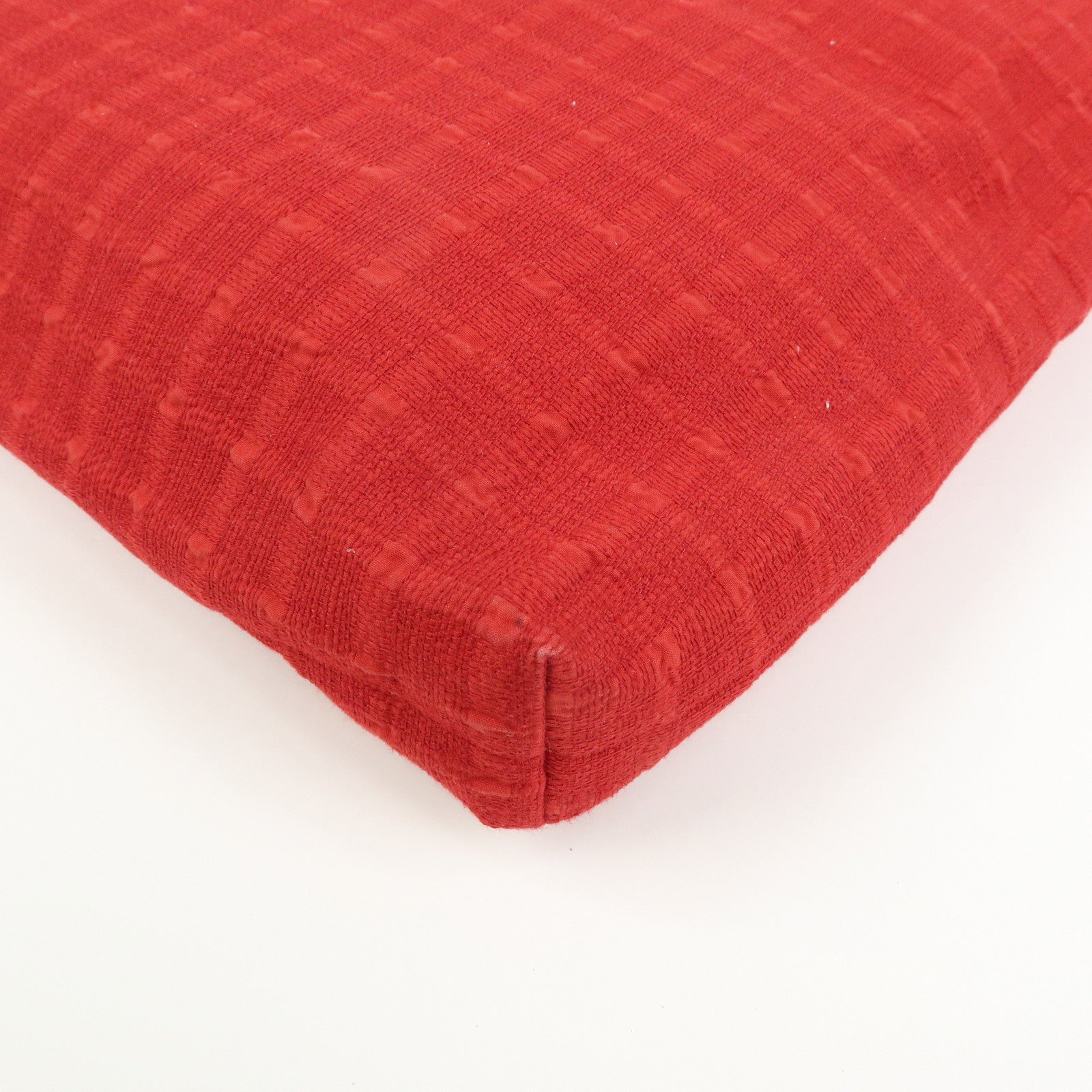 HERMES Amedaba GM Canvas Leather Tote Bag Hand Bag Red