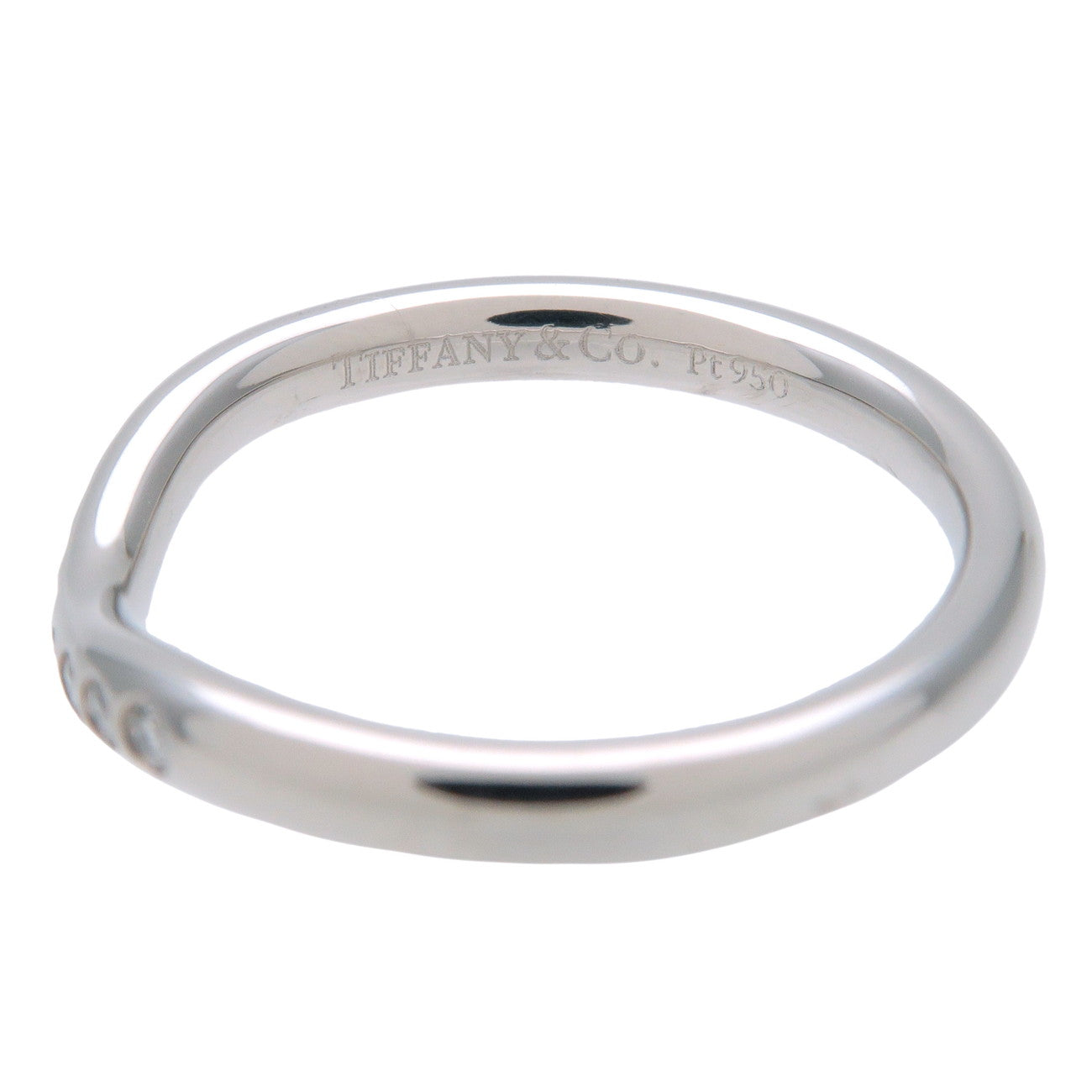 Tiffany & Co Curved Band 9P Diamond Ring 950PT Platinum US4 EU46.5 Used