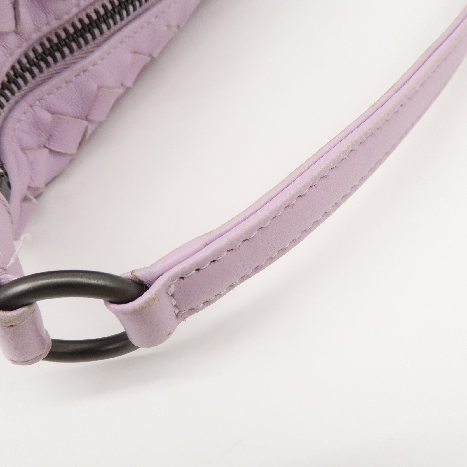 BOTTEGA VENETA Intrecciato Leather Shoulder Bag Hand Bag Purple Used