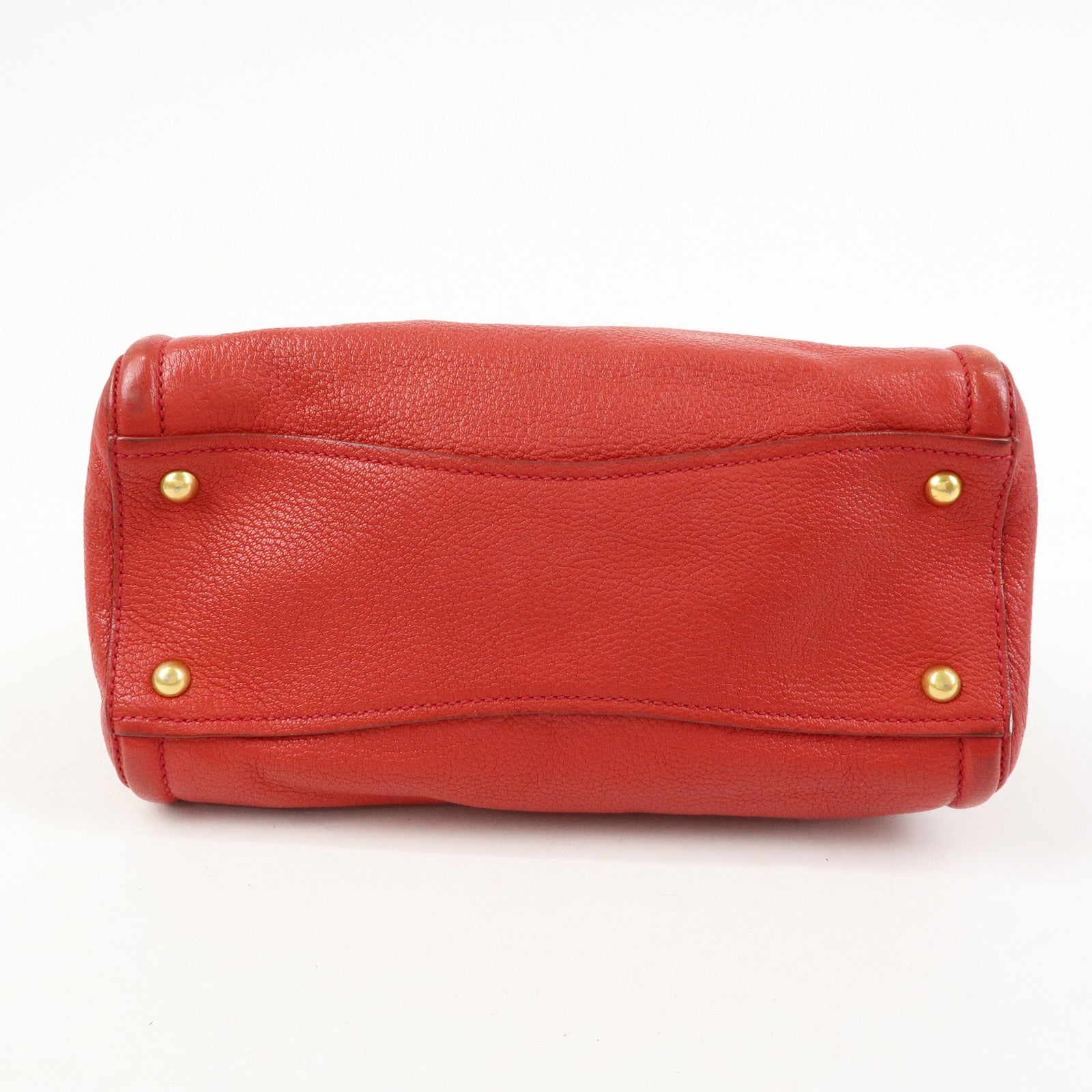 MIU MIU MADRAS Leather 2Way Bag Hand Bag Shoulder Bag Red