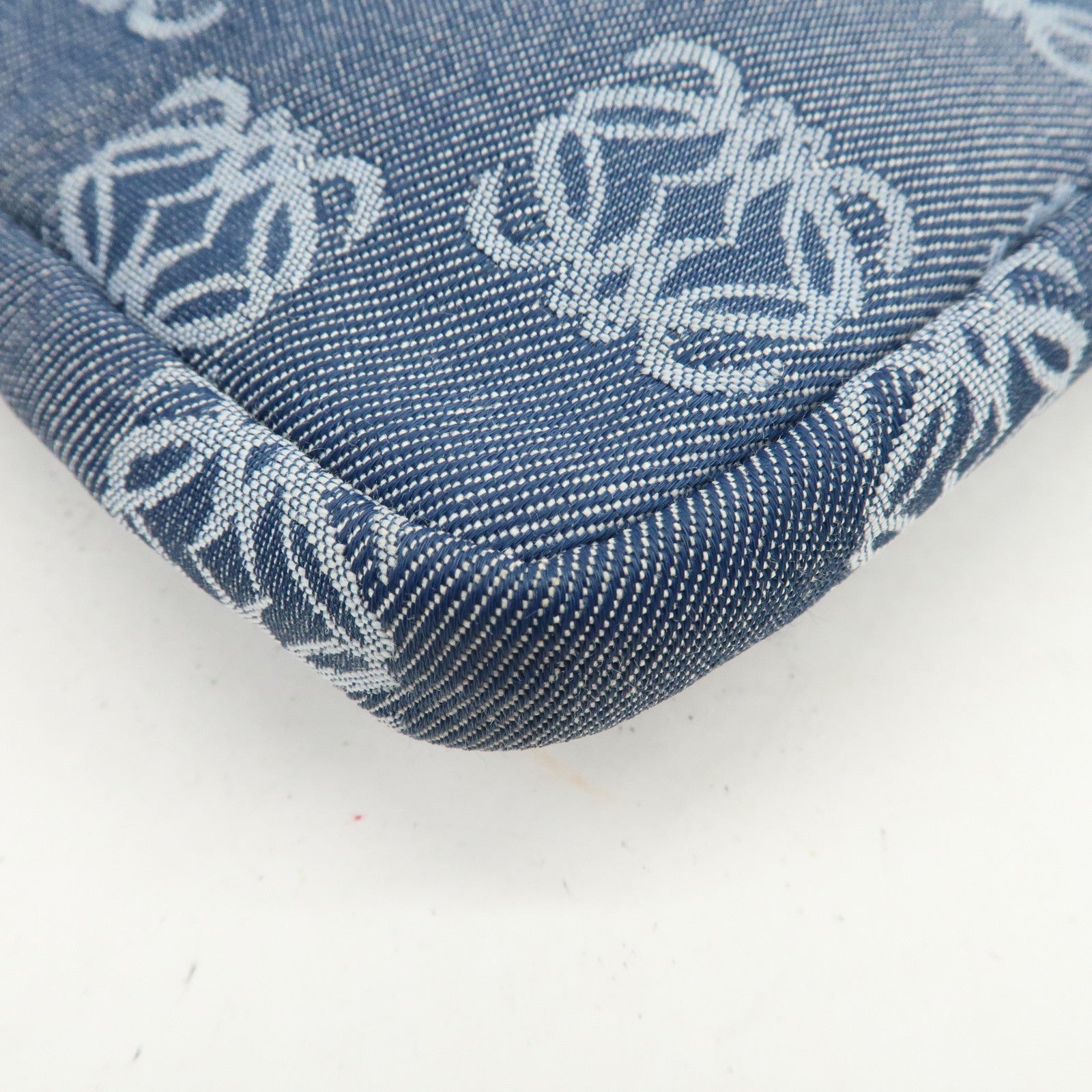 LOEWE Anagram Canvas Leather Shoulder Bag Hand Bag Denim Brown