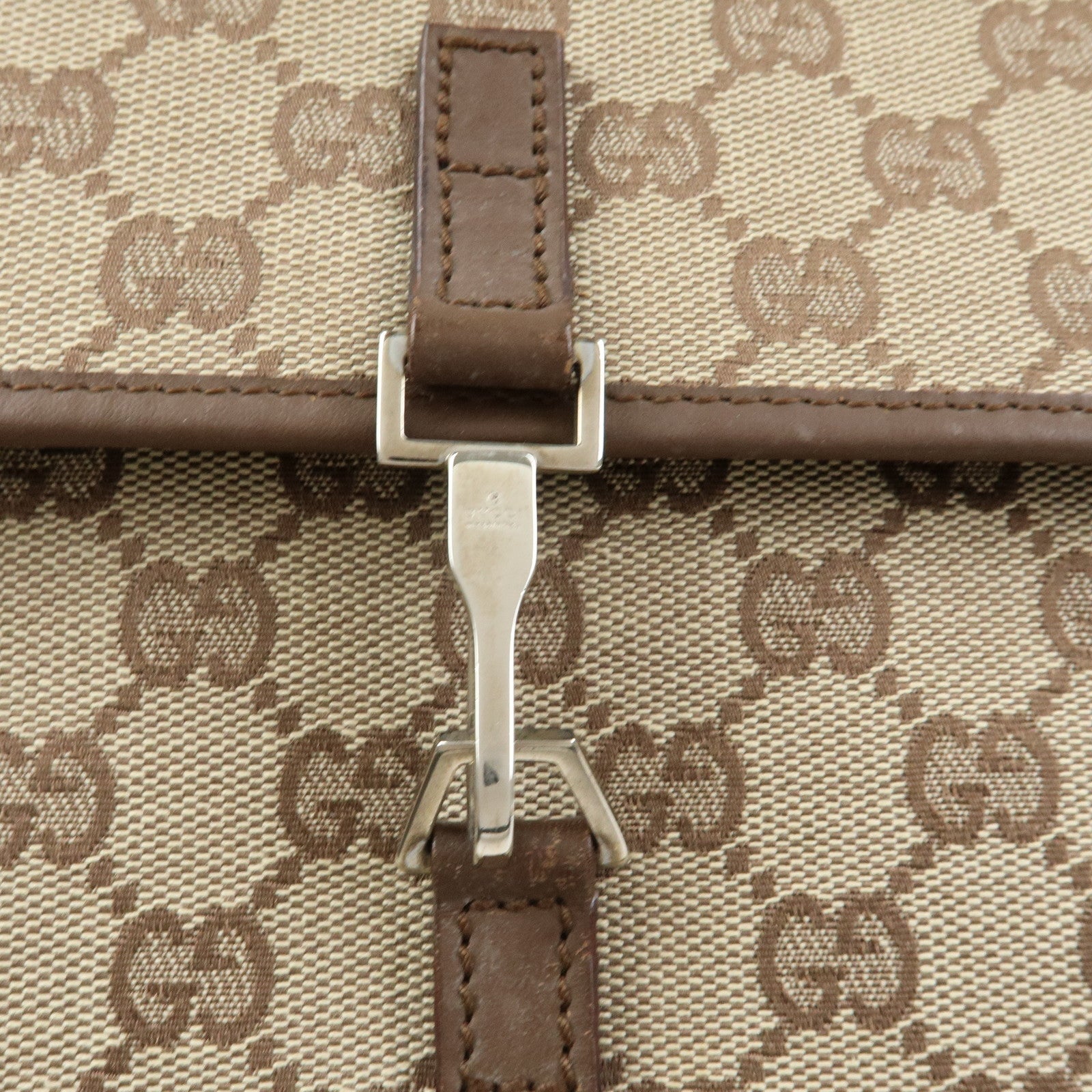 GUCCI GG Canvas Leather Shoulder Crossbody Bag Beige Brown 90474