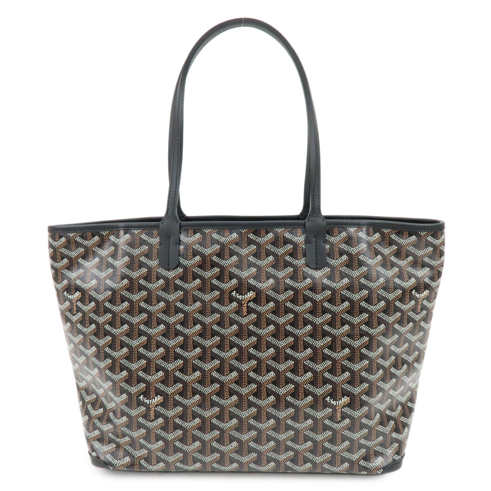 GOYARD Artois PM PVC Leather Tote Bag Hand Bag Black Brown