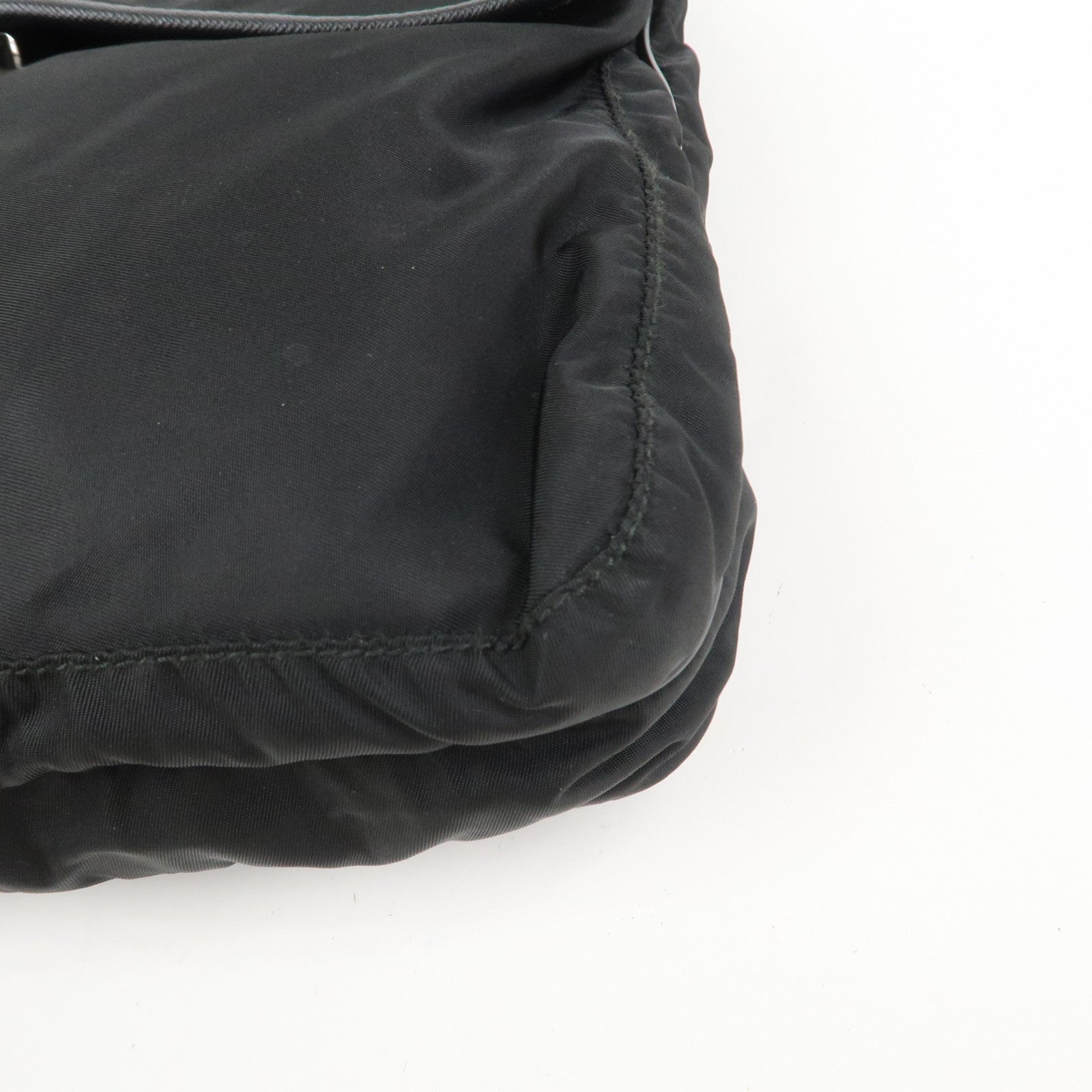 PRADA Nylon Saffiano Leather Shoulder Bag Black VA0269
