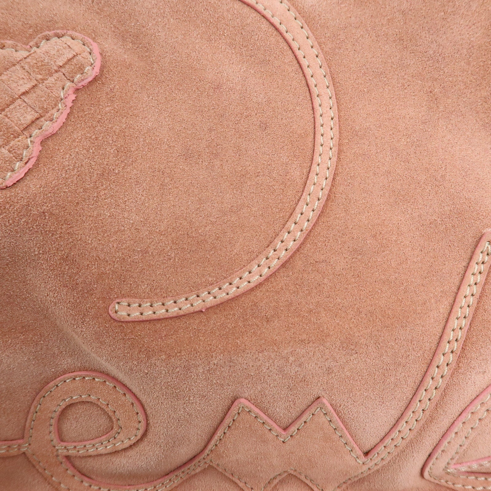 LOEWE Suede Leather Shopper Tote Bag Shoulder Bag Pink