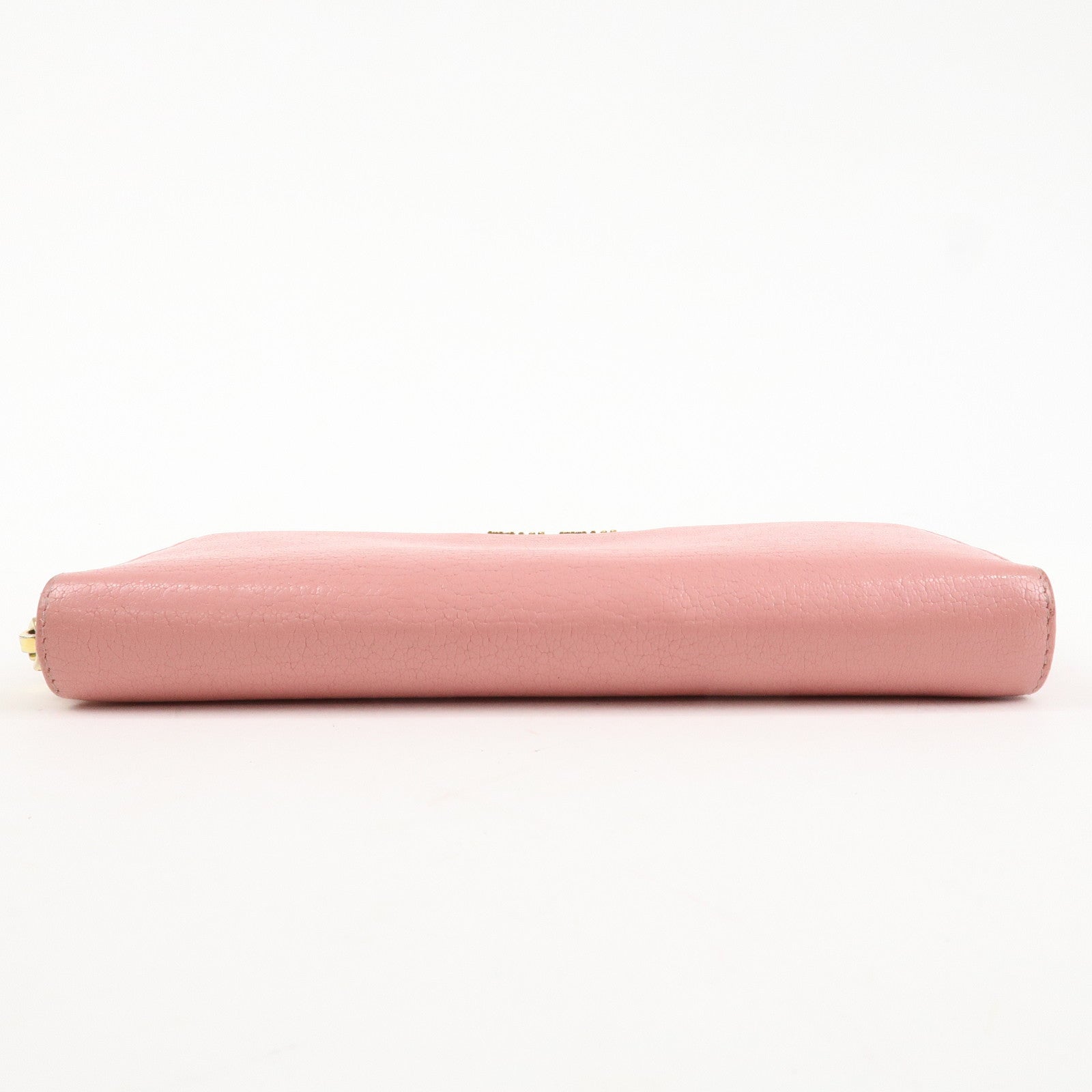MIU MIU Leather Round Zippy Wallet Long Wallet Pink 5ML506 Used