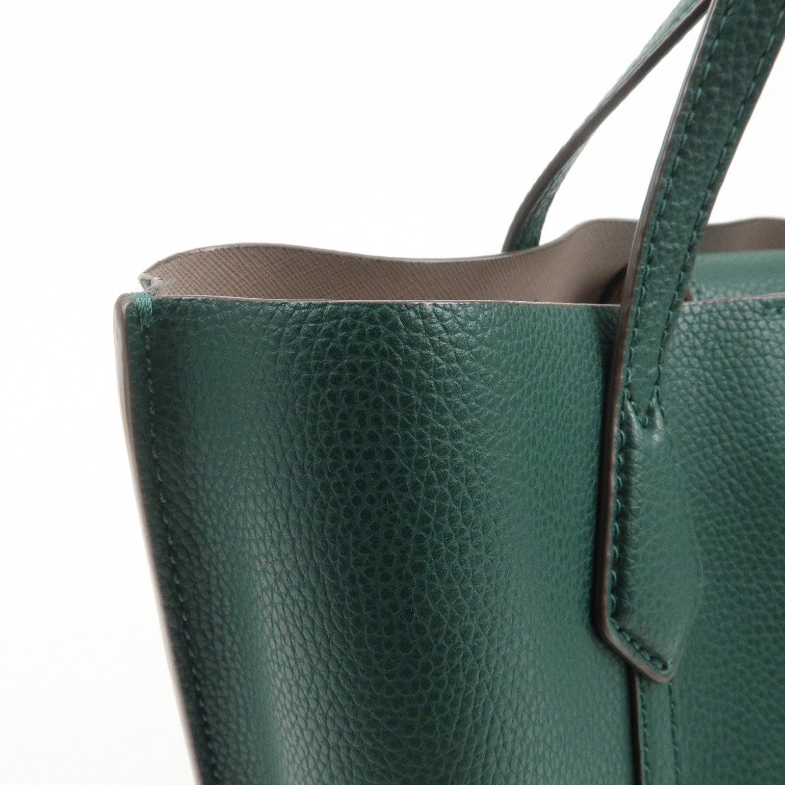 TORY BURCH Perry Logo Leather 2Way Bag Hand Bag Shoulder Bag Green