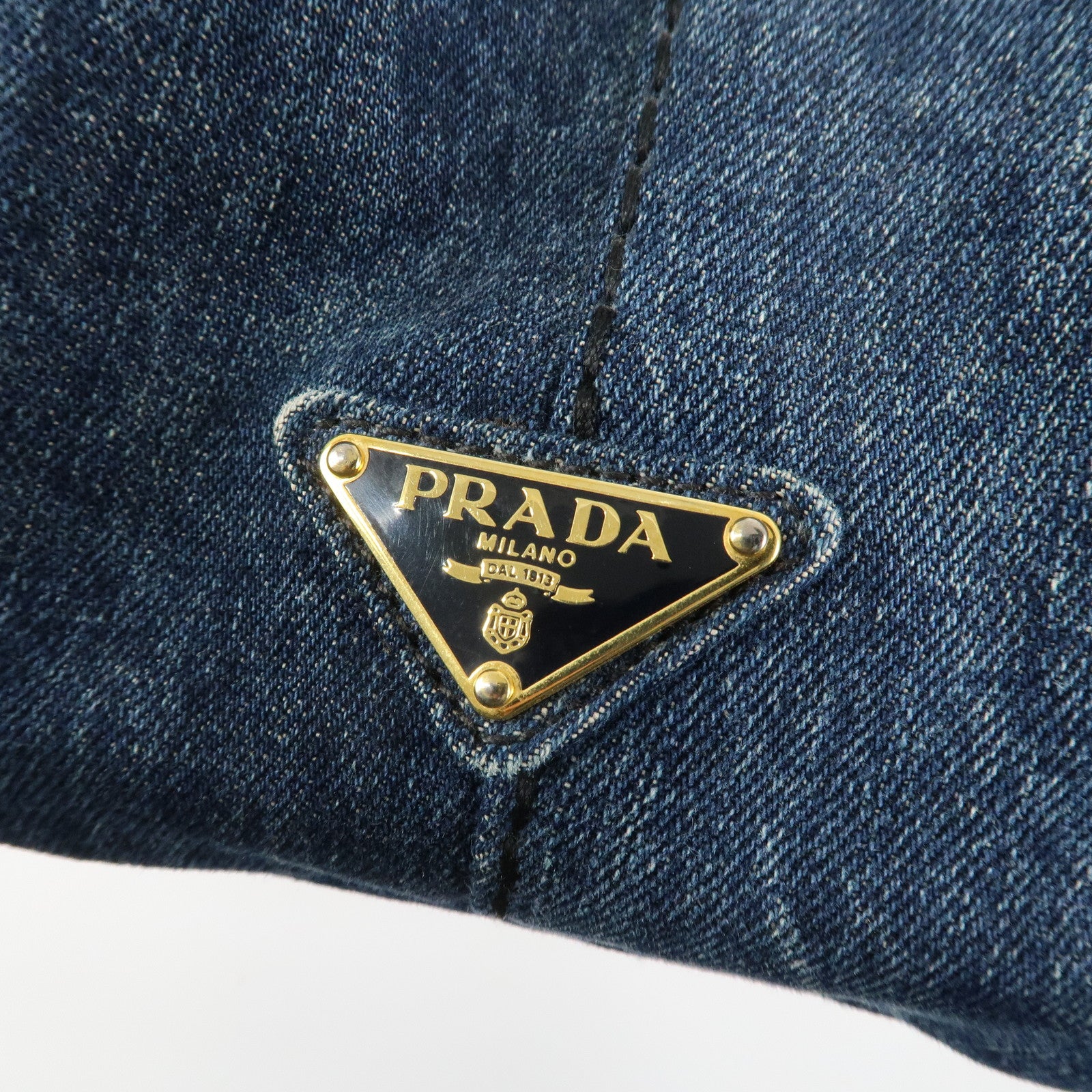 PRADA Denim Canapa Mini 2Way Tote Bag Shoulder Bag Blue 1BG439 Used