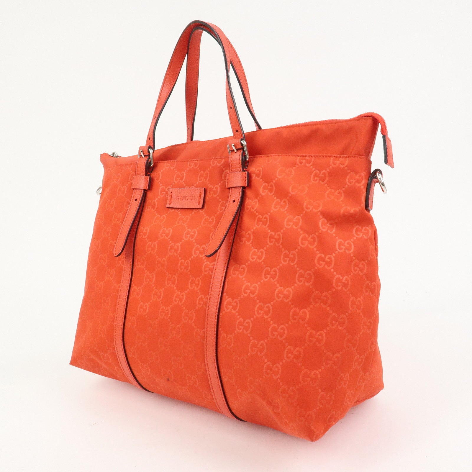 GUCCI GG Nylon Leather 2WAY Bag Hand Bag Shoulder Bag Red 387067