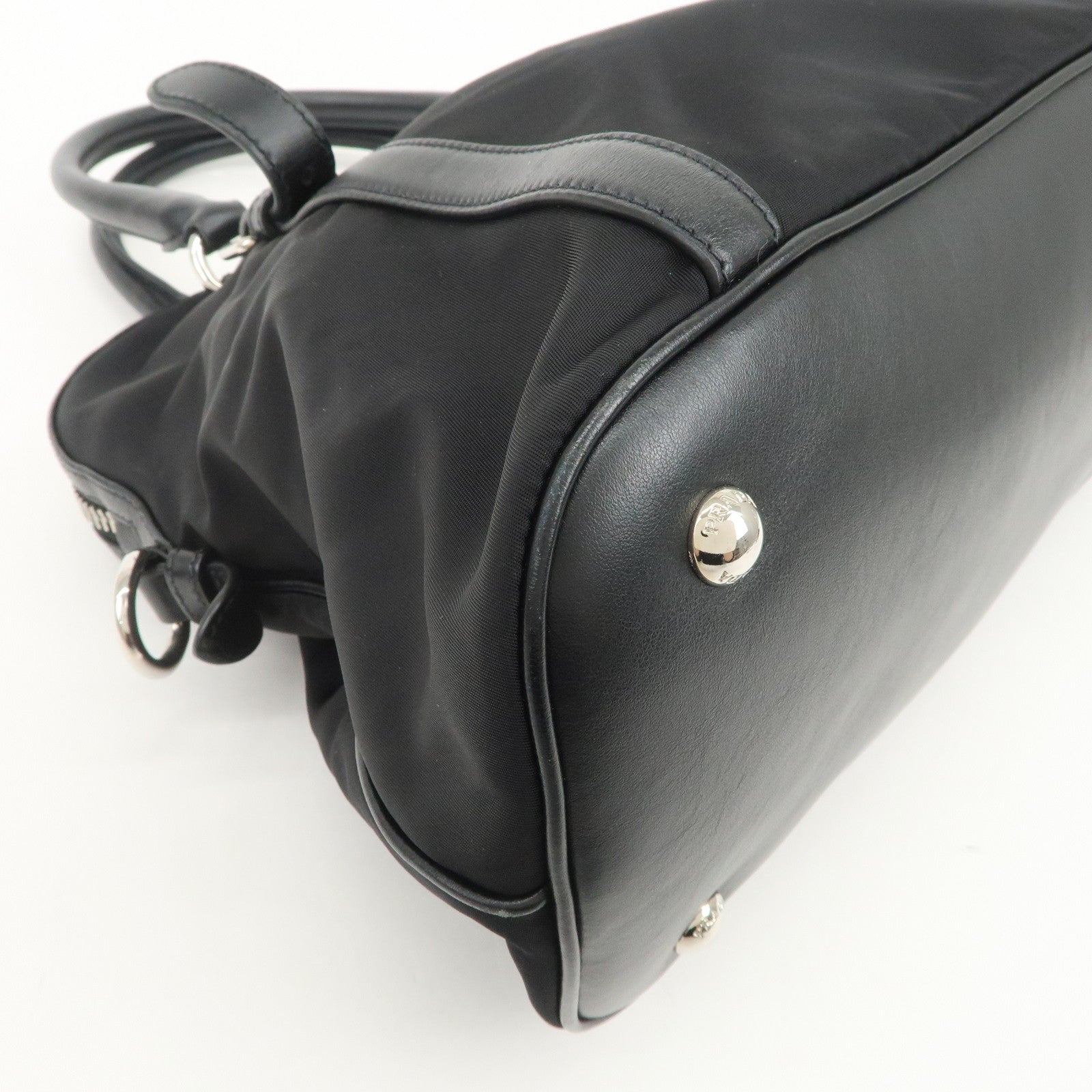 PRADA Nylon Leather 2Way Bag Hand Bag Shoulder Bag Black 1BB912