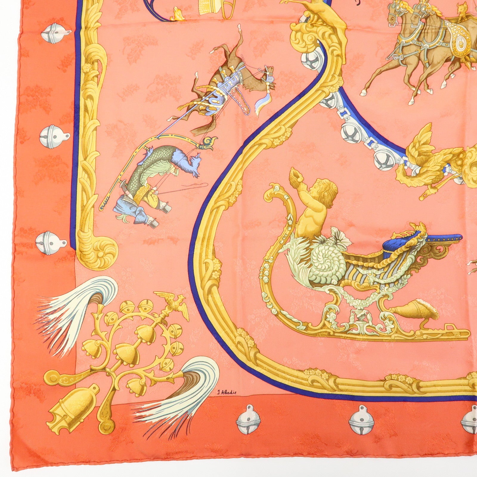 HERMES Carre 90 Set of 2 Silk 100% Scarf Pink Yellow Green