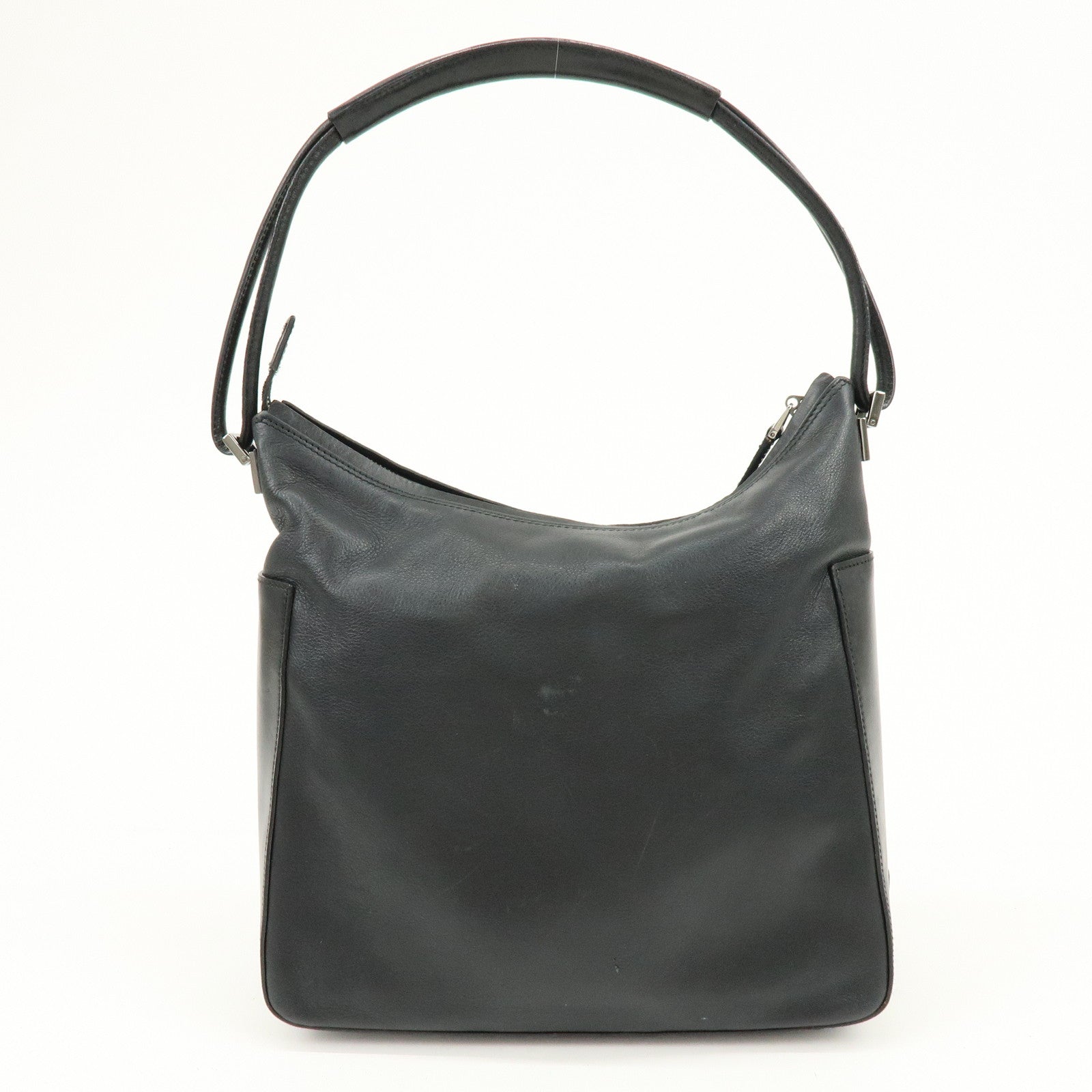 GUCCI Logo Leather Shoulder Bag Hand Bag Black 001・3766