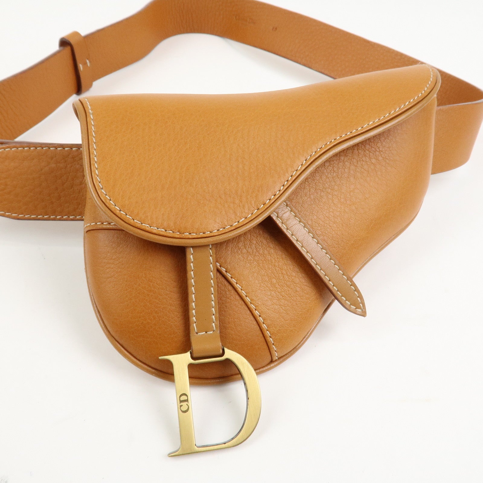 Christian Dior Saddle Leather Waist Bag Crossbody Bag Brown