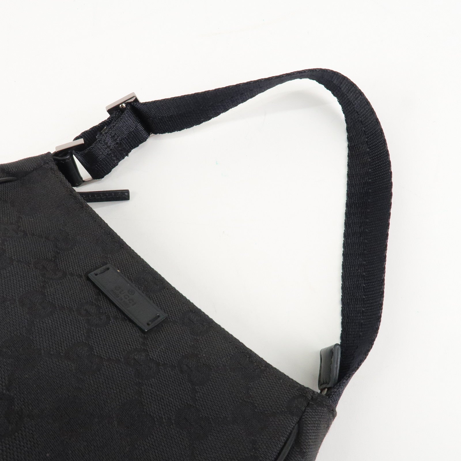 GUCCI GG Canvas Leather Mini Handbag Pouch Black 106644 Used