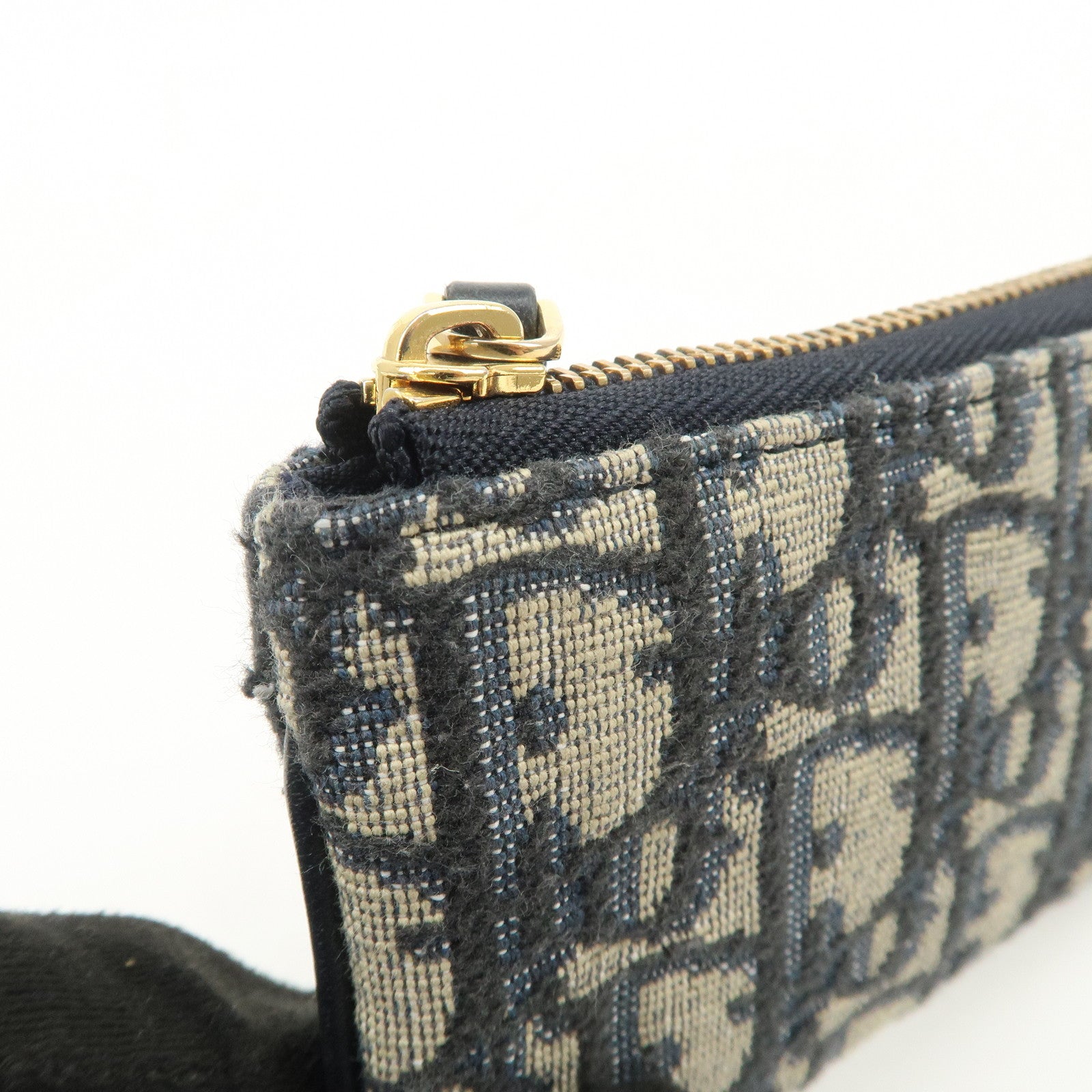 Christian Dior Trotter Canvas Leather Coin Case Key Case Navy