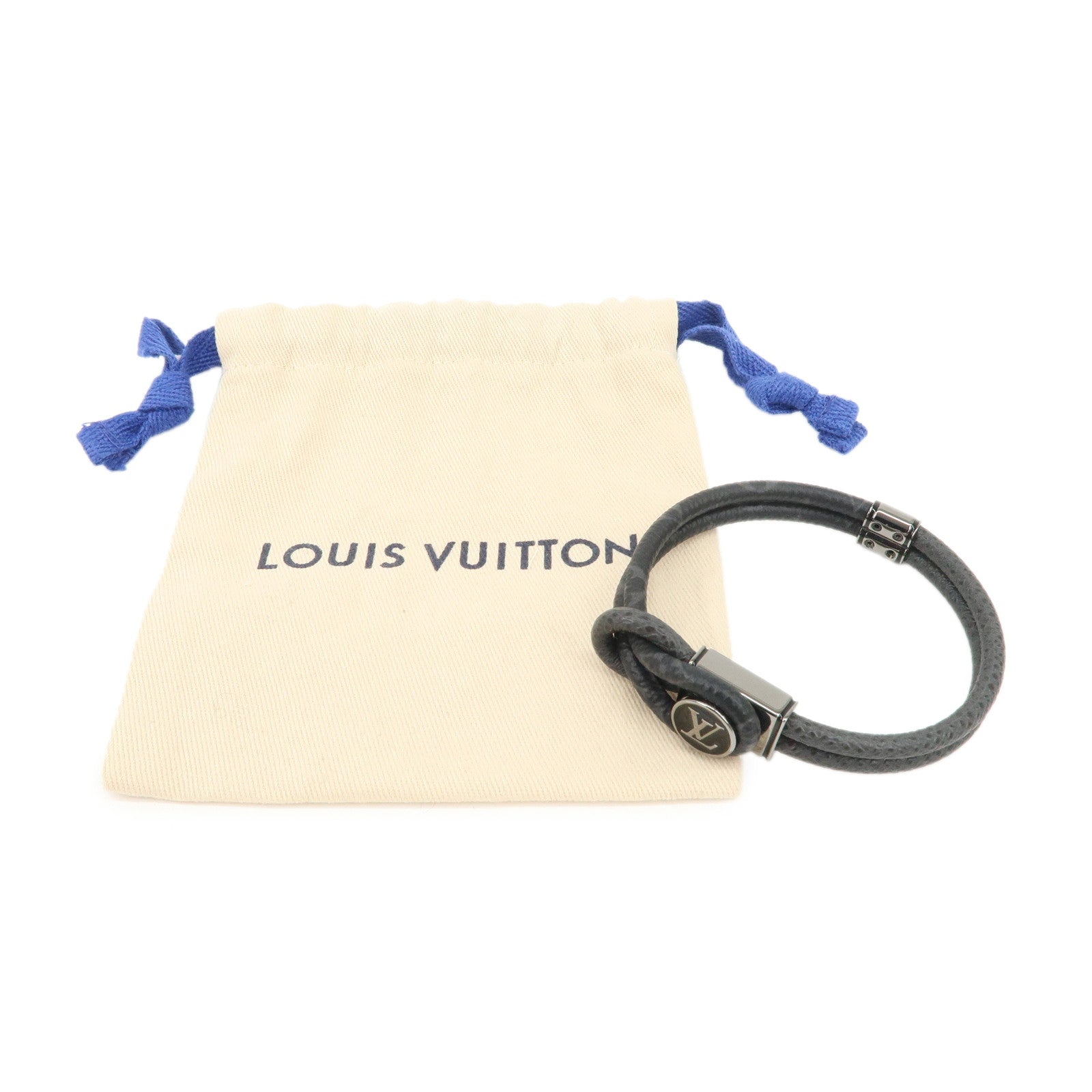 Louis Vuitton Monogram Eclipse Loop It Taiga Bracelet Black M6780D