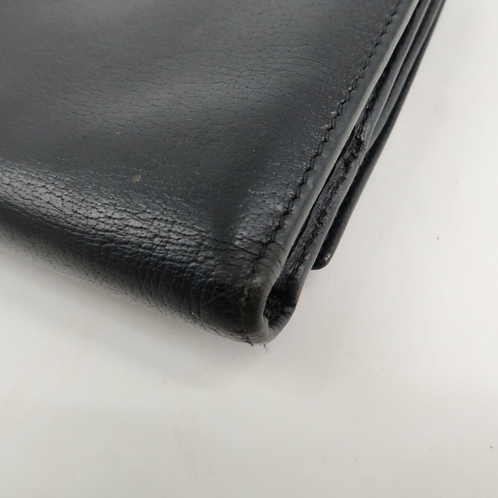 SAINT LAURENT Studs Leather Bi-fold Compact Wallet Black Used