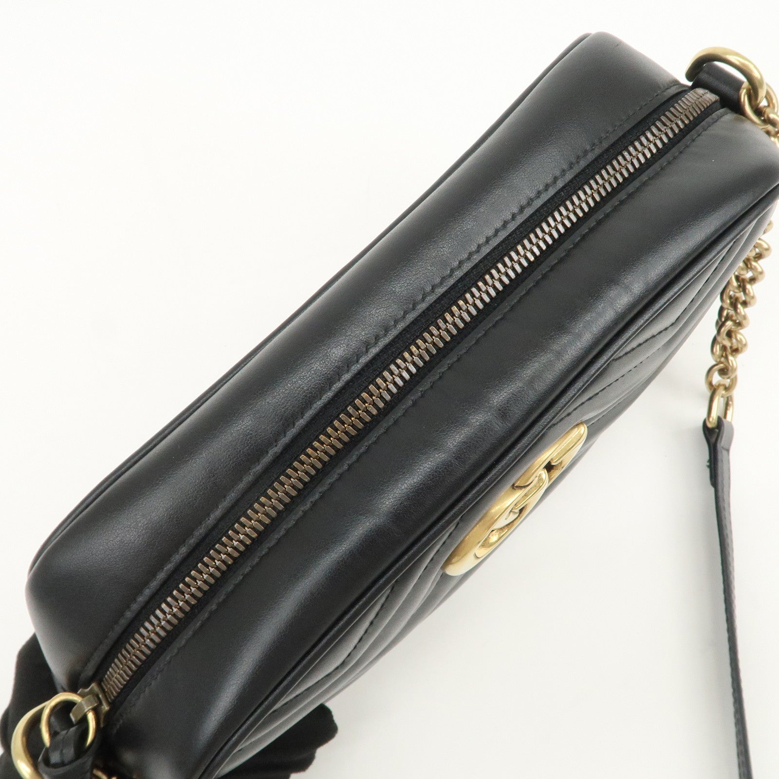 GUCCI GG Marmont Leather Shoulder Bag Crossbody Bag Black 447632