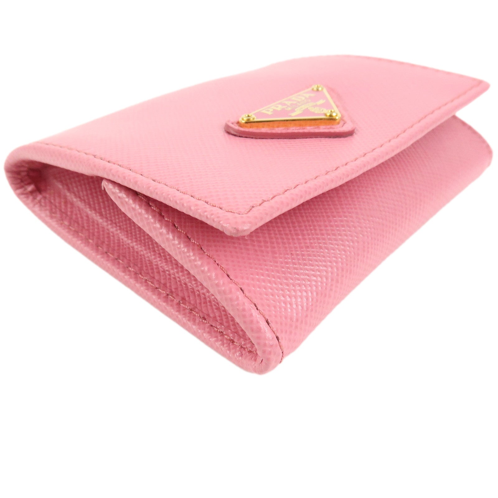 PRADA Triangle Logo Saffiano Leather Coin Case Pink 1M0935