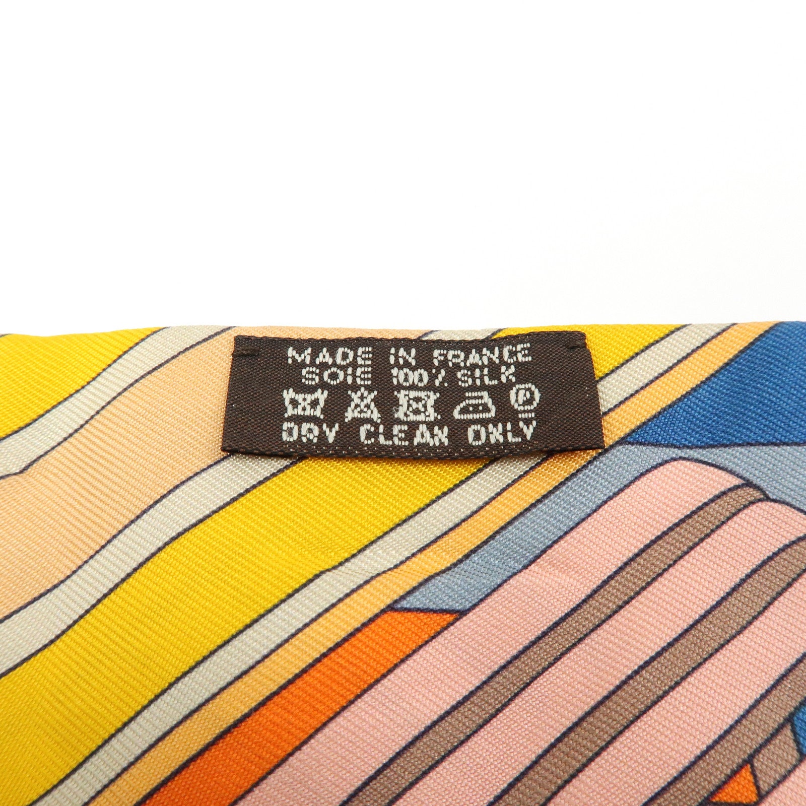 HERMES 100% Silk Twilly Scarf Sangles en Zigzag Orange Blue Ivory