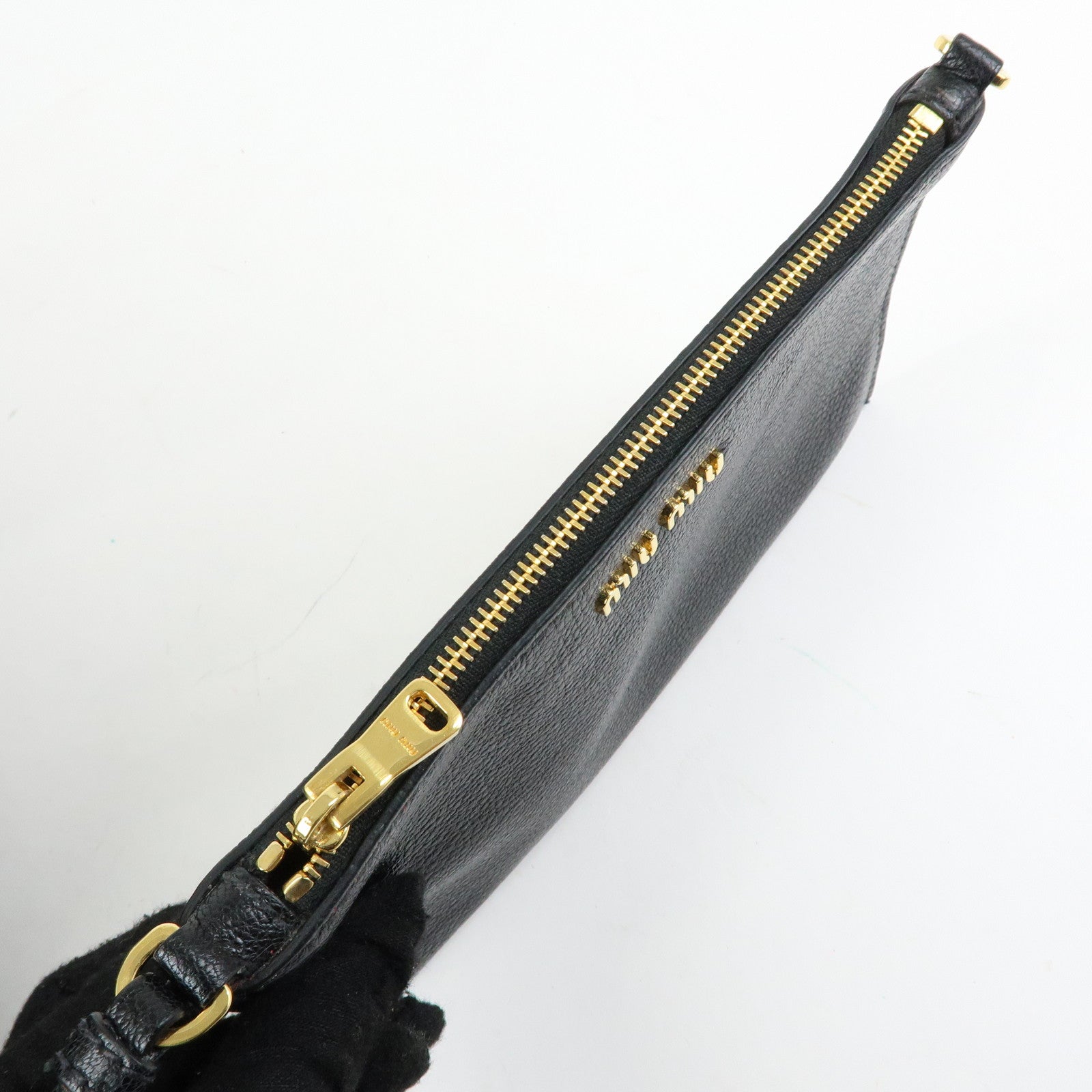 MIU MIU Madras Leather Tote Bag Hand Bag Shoulder Bag Black 5BG025