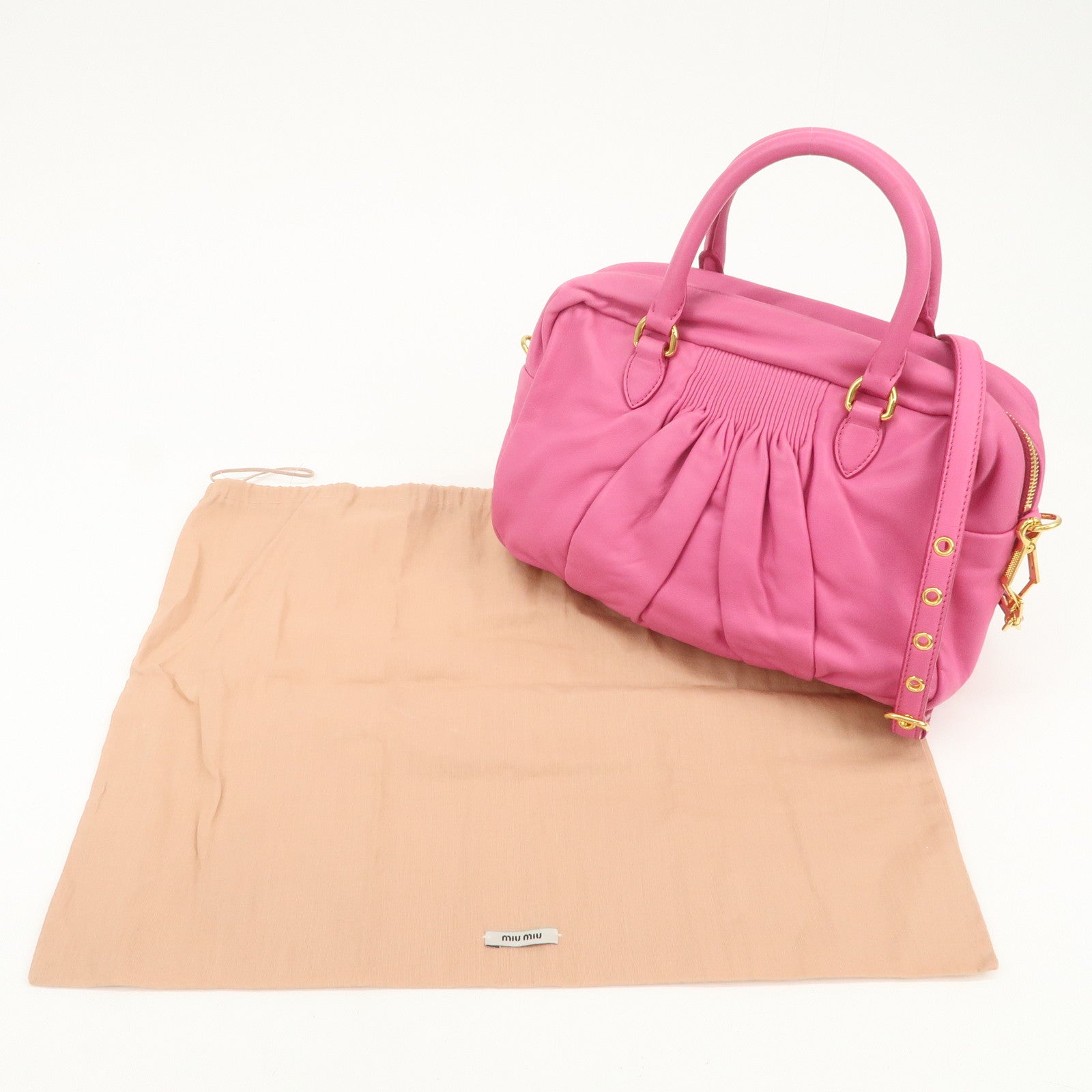 MIU MIU Logo Leather 2Way Bag Hand Bag Shoulder Bag Pink RL0048
