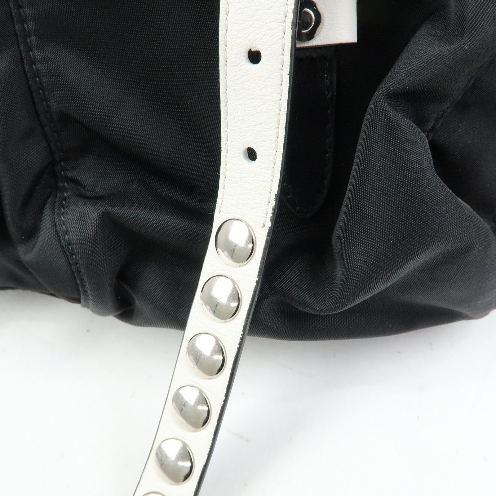 PRADA Triangle Logo Nylon Studs Backpack Rucksack Black 1BZ811