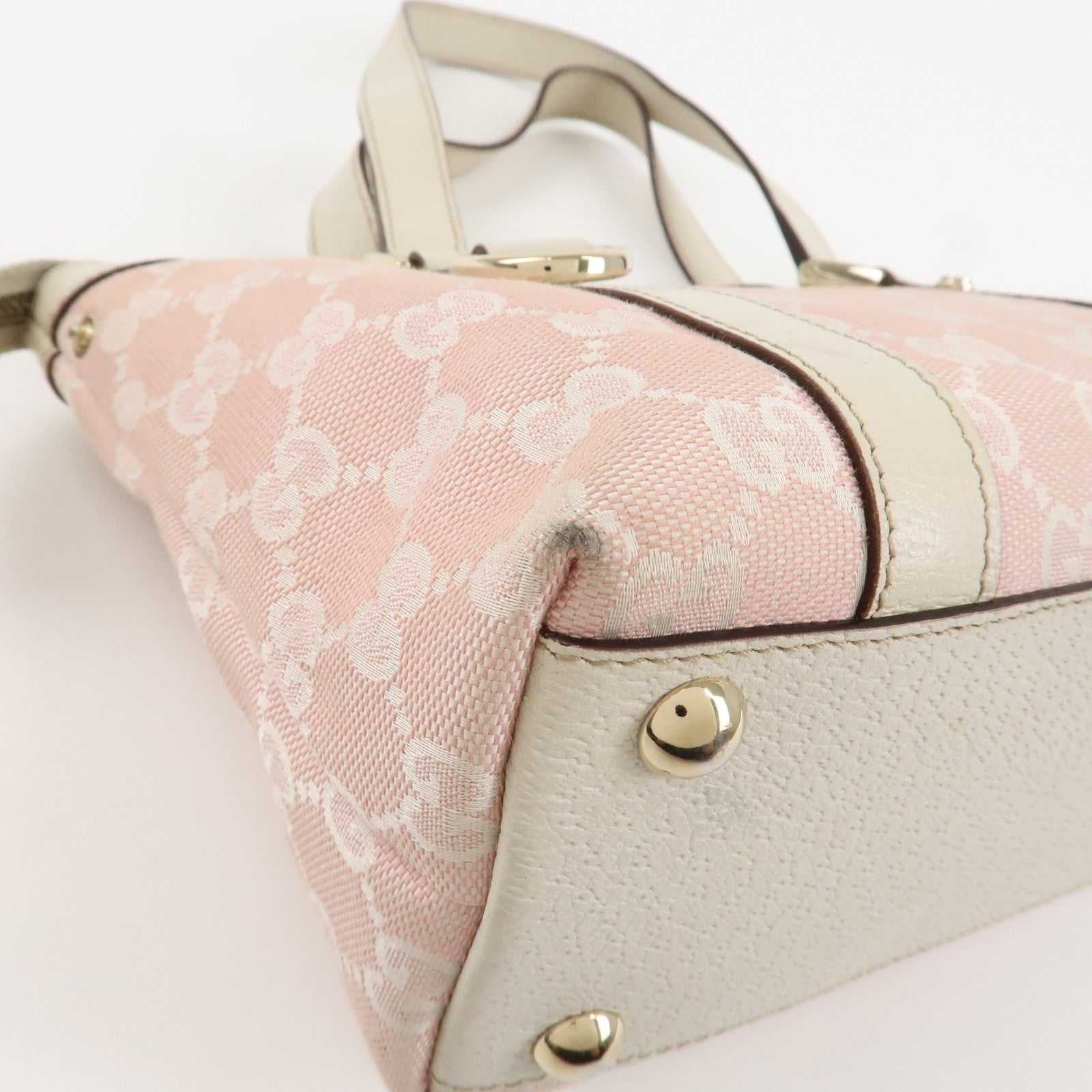 GUCCI Abbey GG Canvas Leather Mini Tote Bag Hand Bag Pink Used