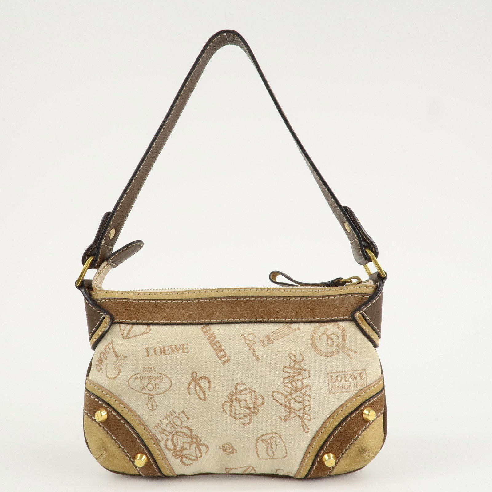 LOEWE Anagram Canvas Suede Leather Shoulder Bag 160th Anniverssary Used