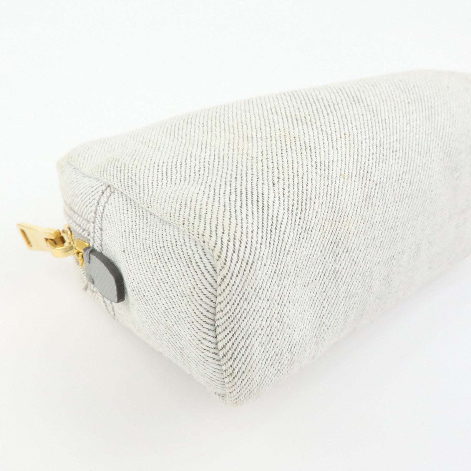 PRADA Triangle Logo Canvas Cosmetic Pouch Accessory Pouch Gray